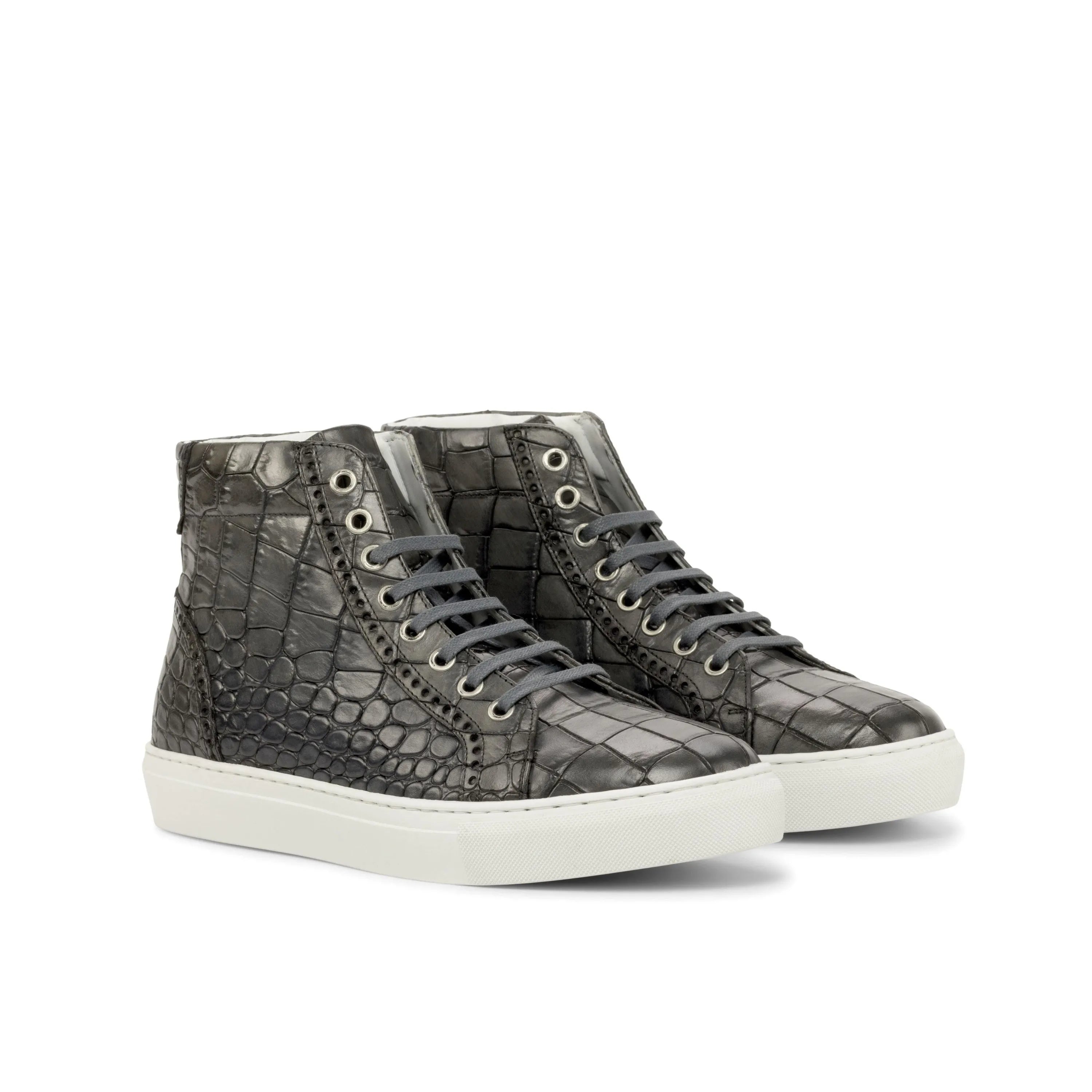 Gray crocodile high kicks sneakers T9 High Kicks Sneakers II