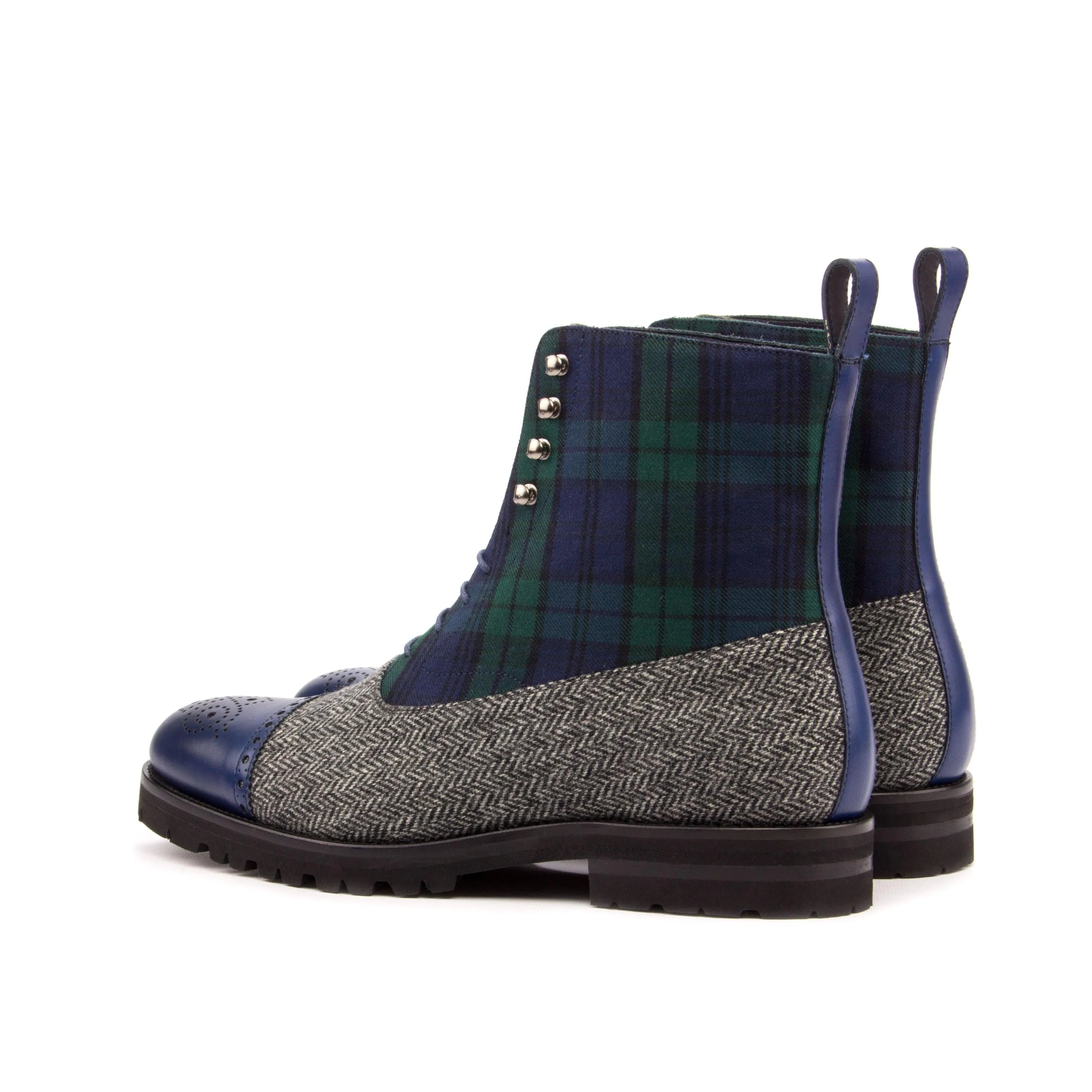 Tapies Balmoral Boots II in tartan herringbone with goodyear welting