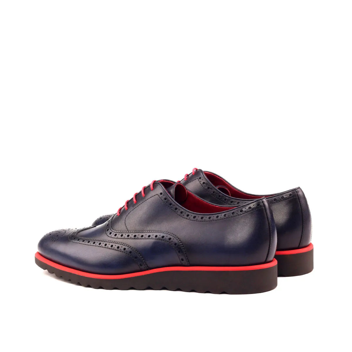 Taycan full brogue blue leather dress shoes for men