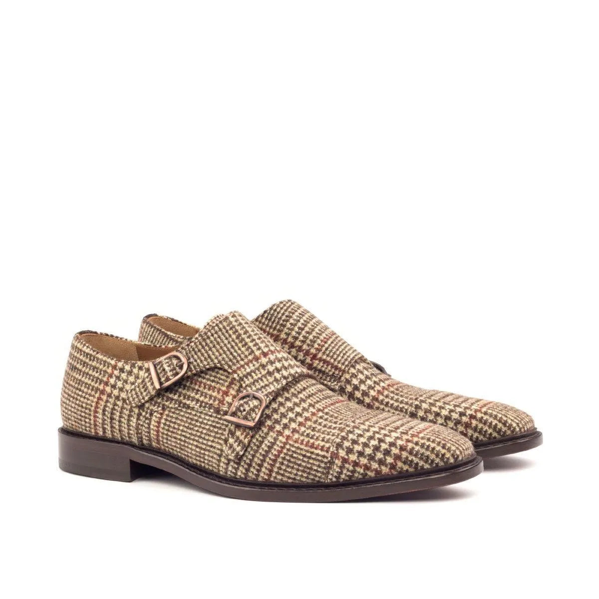 Ted Double Monk II tweed double monk strap shoes