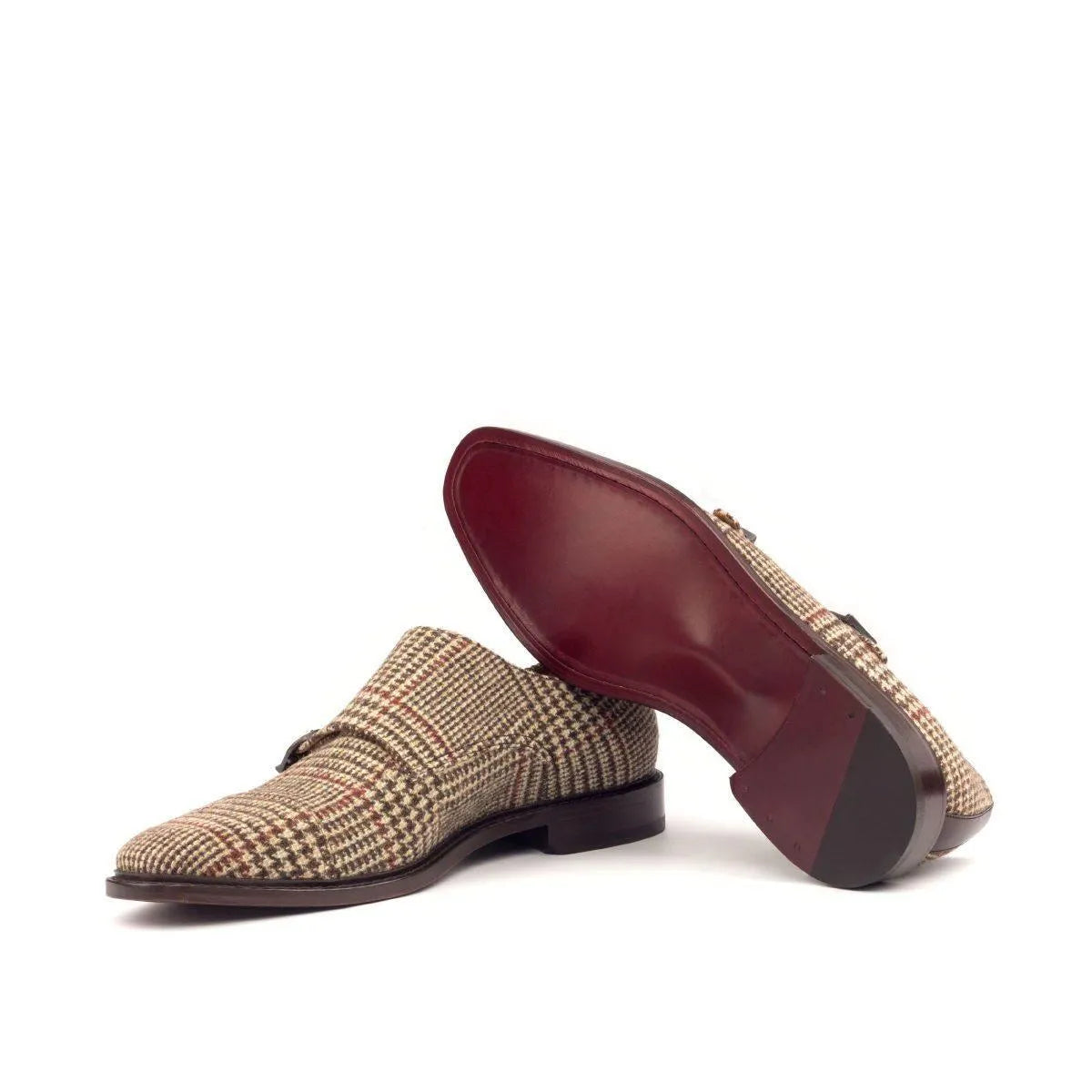 Ted Double Monk II tweed double monk strap shoes back view