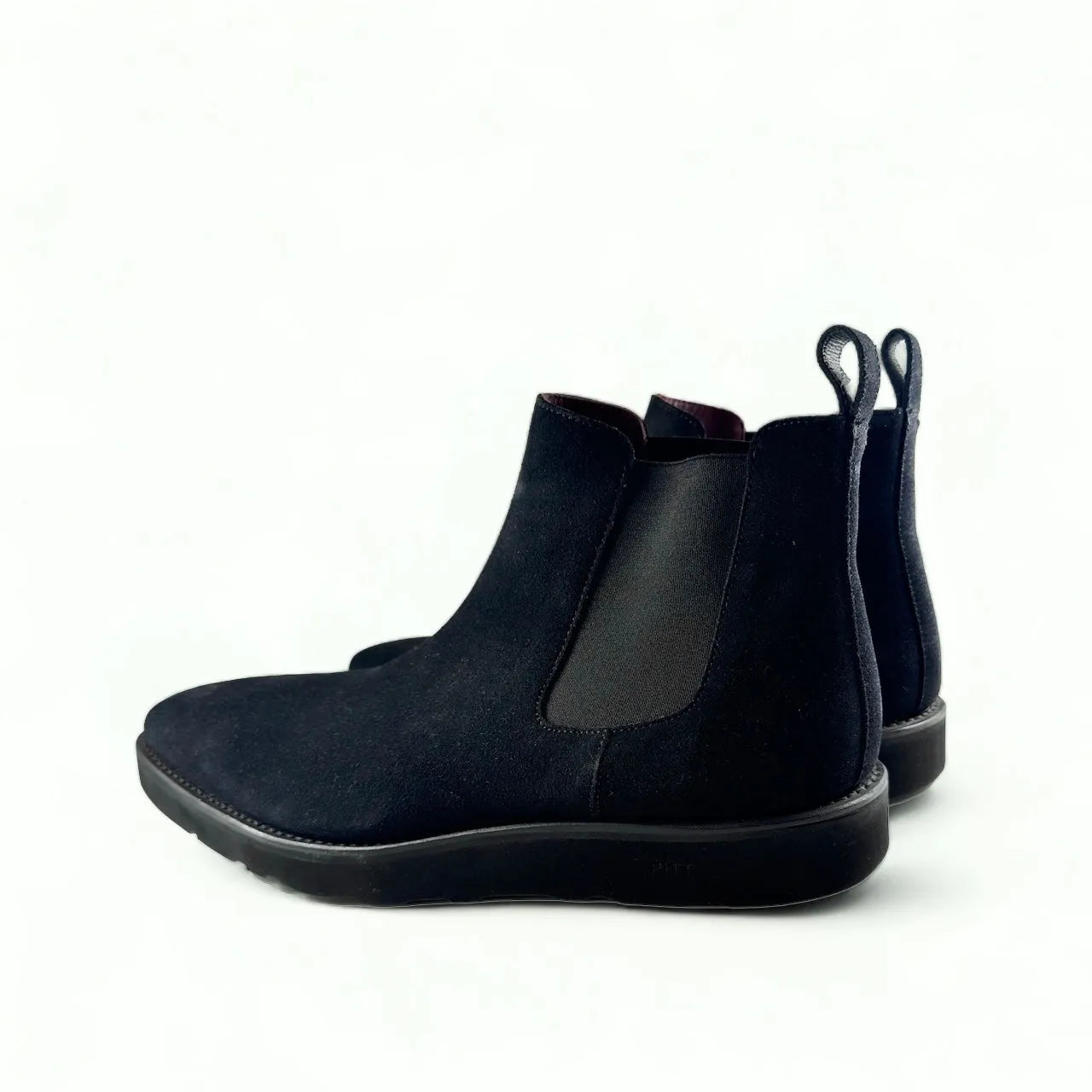 Black suede Termin Chelsea Boot II rear view
