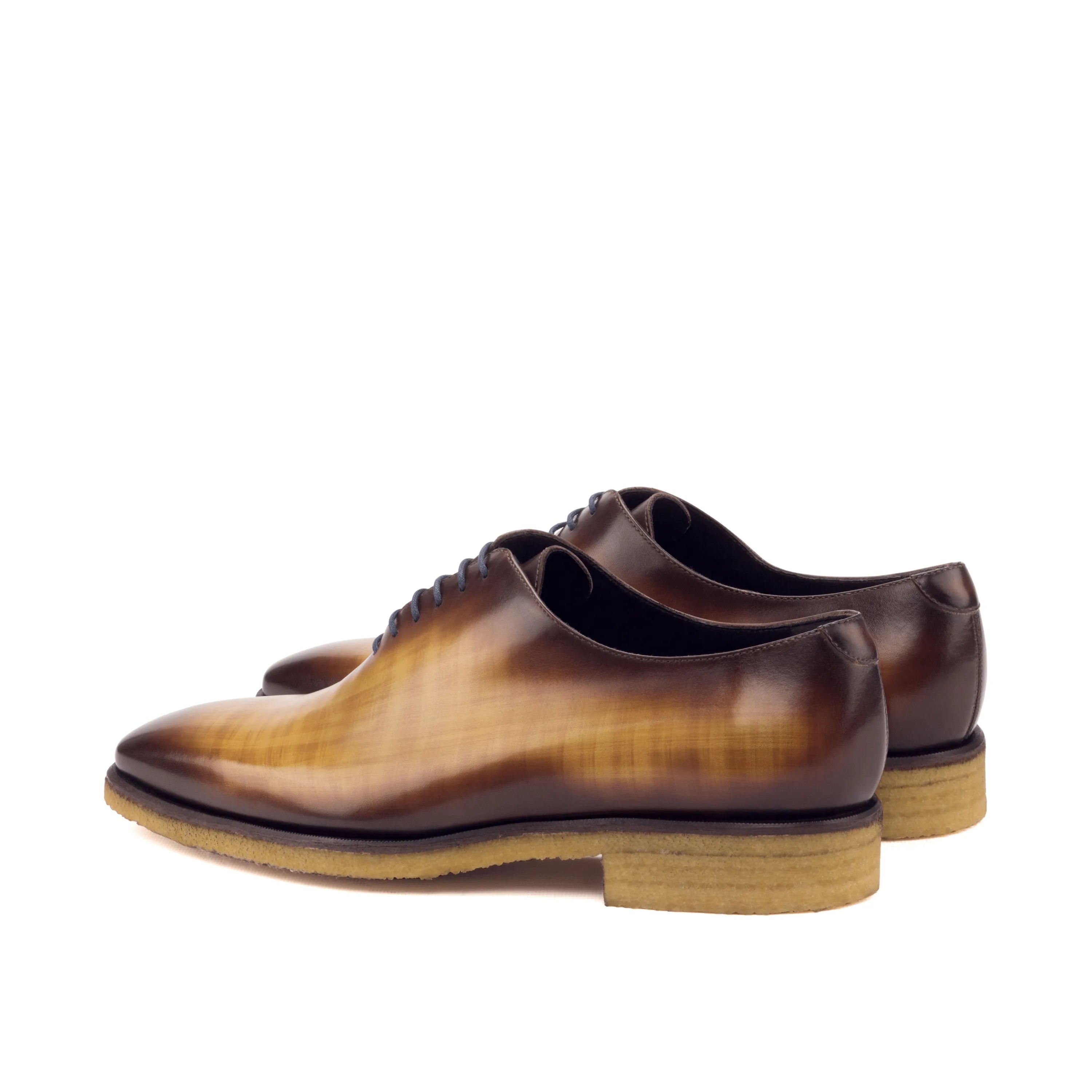 Tesla wholecut patina brown leather dress shoes