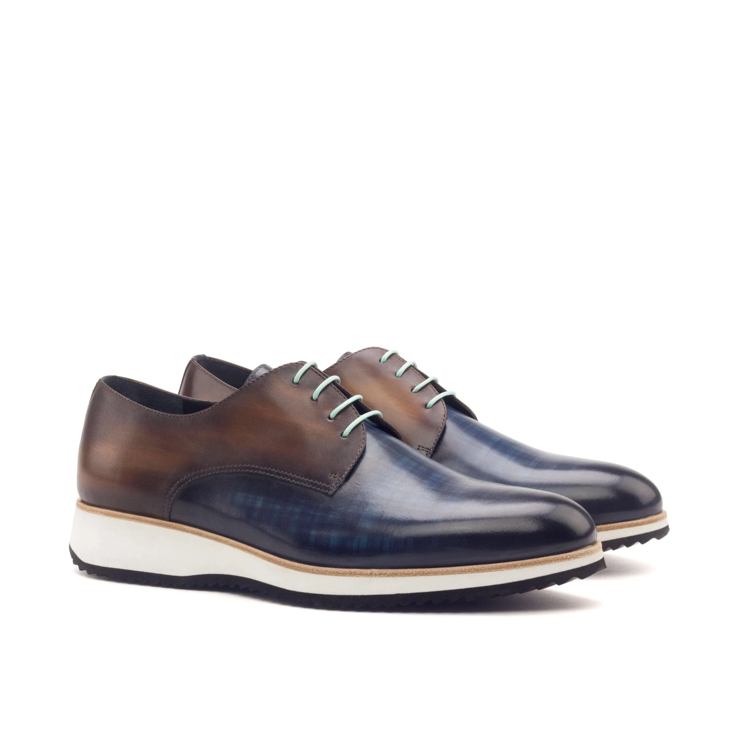 Testino 2 derby patina II two-toned leather rounded toe shoes