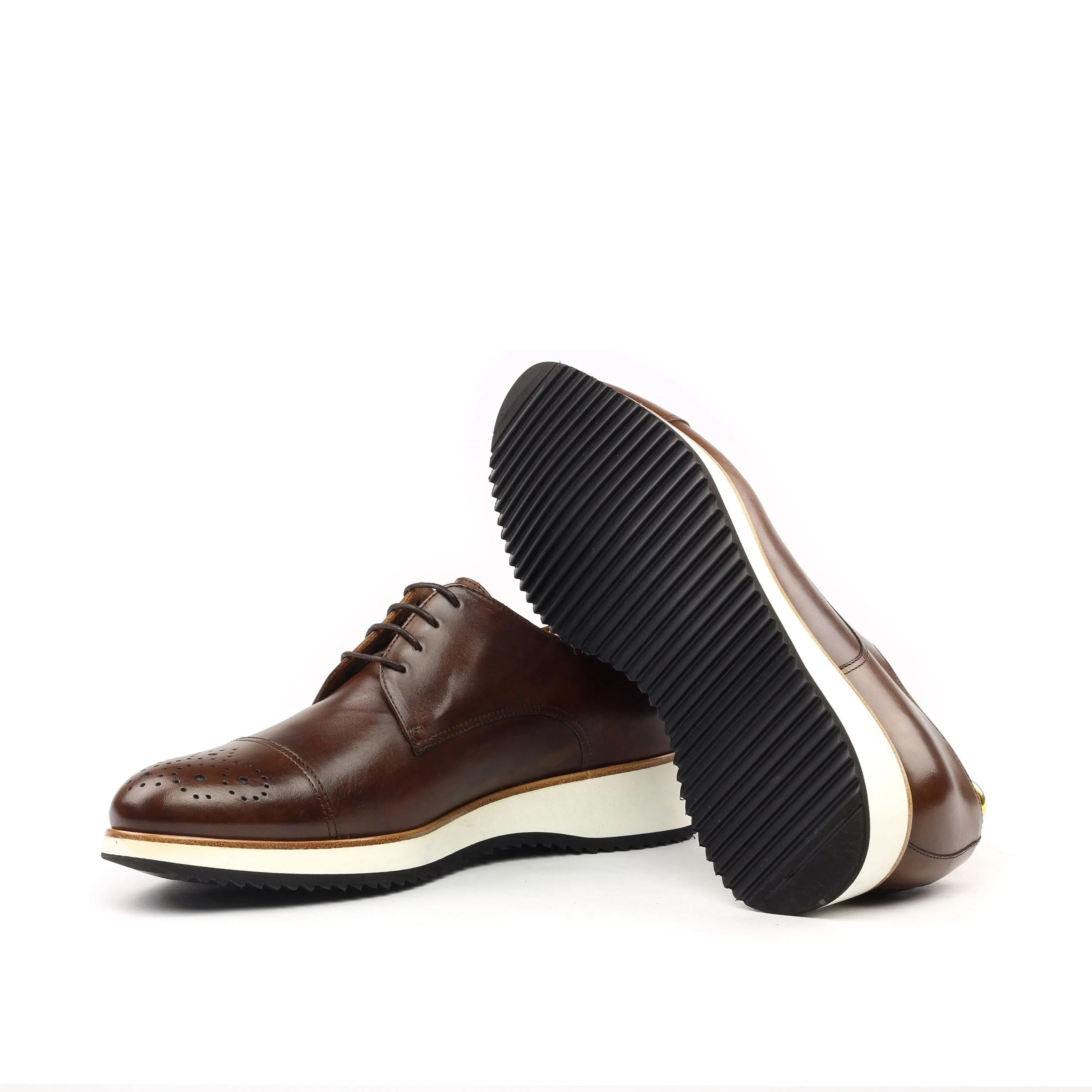 Testino Derby shoes: brown leather derby split toe with white soles