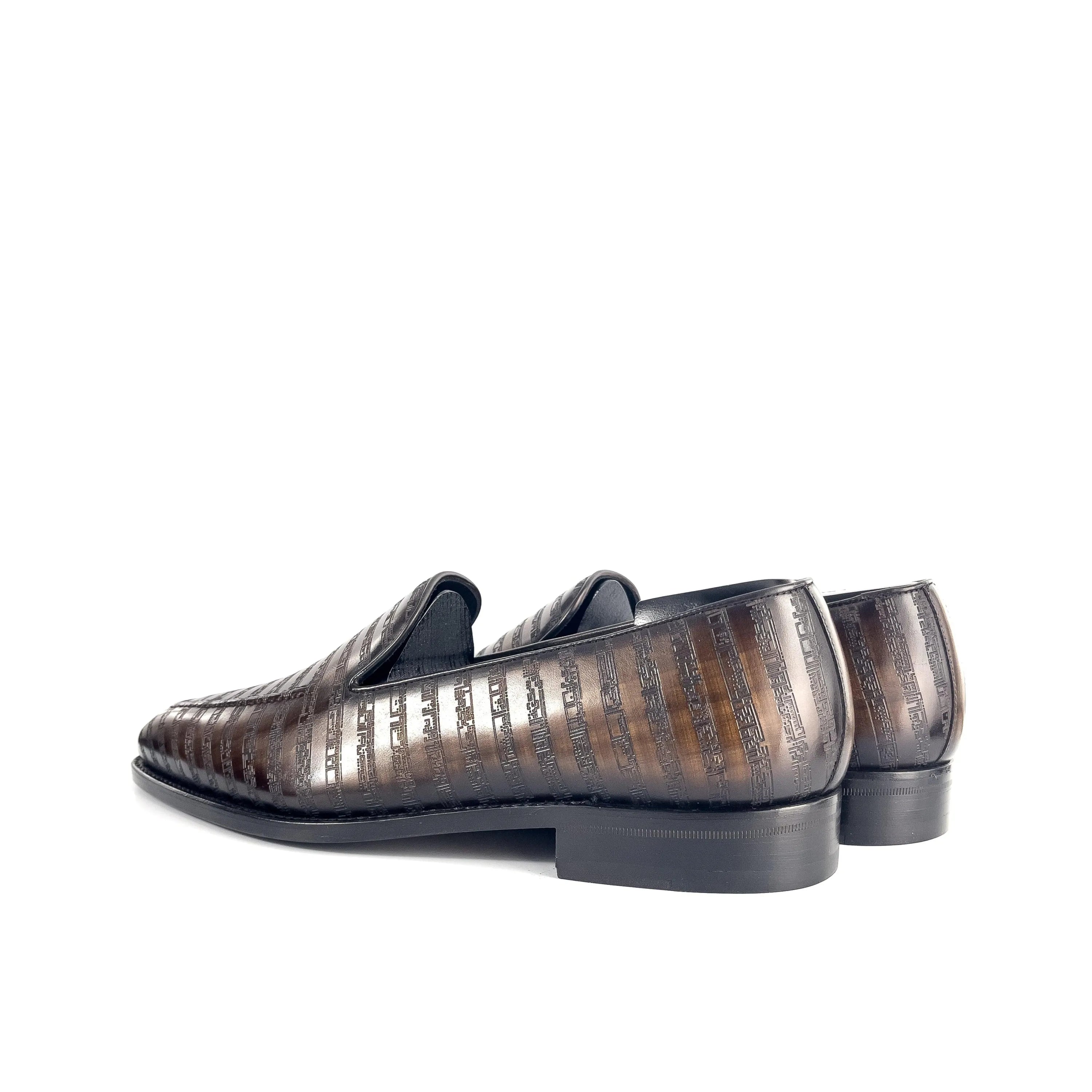 Brown Poet VIII Patina loafers with papiro patina leather art sole