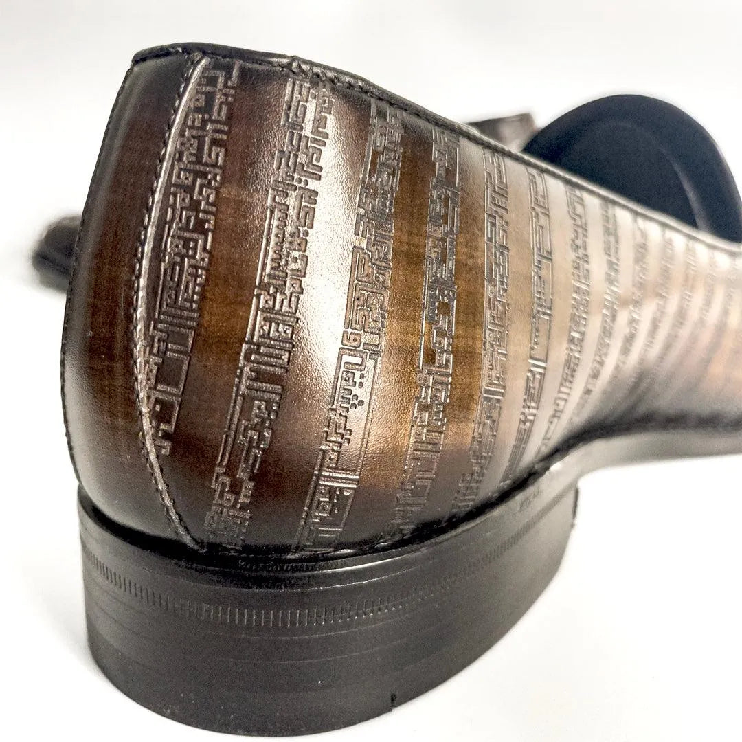 Poet VIII patina patterned leather loafer with leather art sole