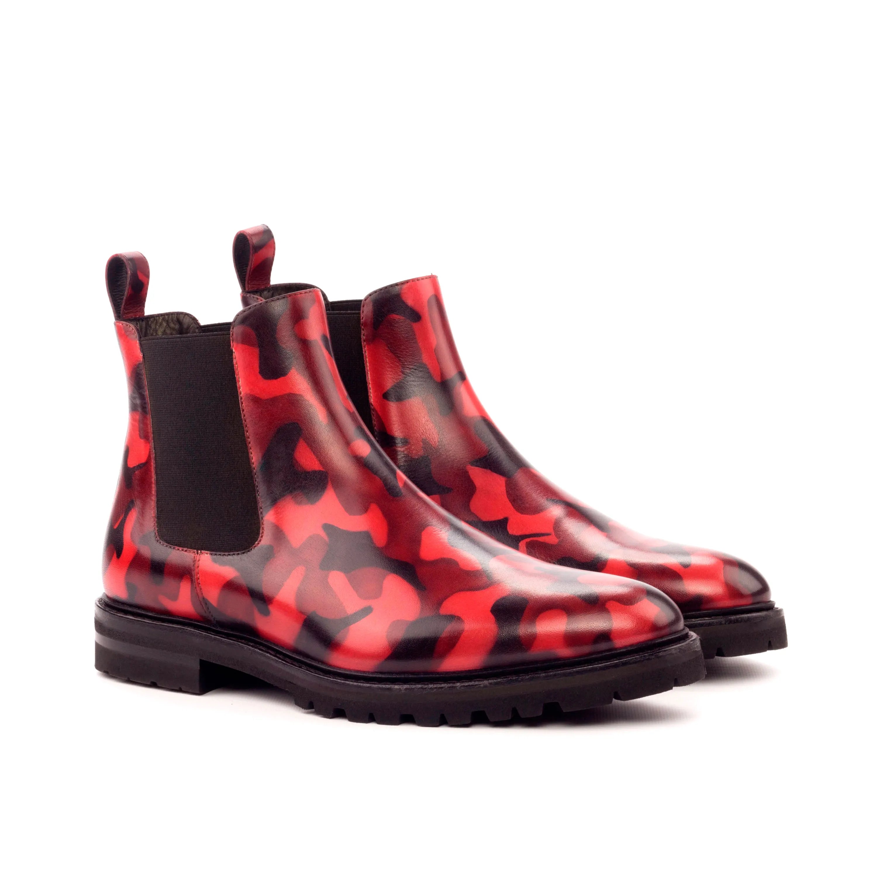 Red camouflage Theodora Chelsea boots back view