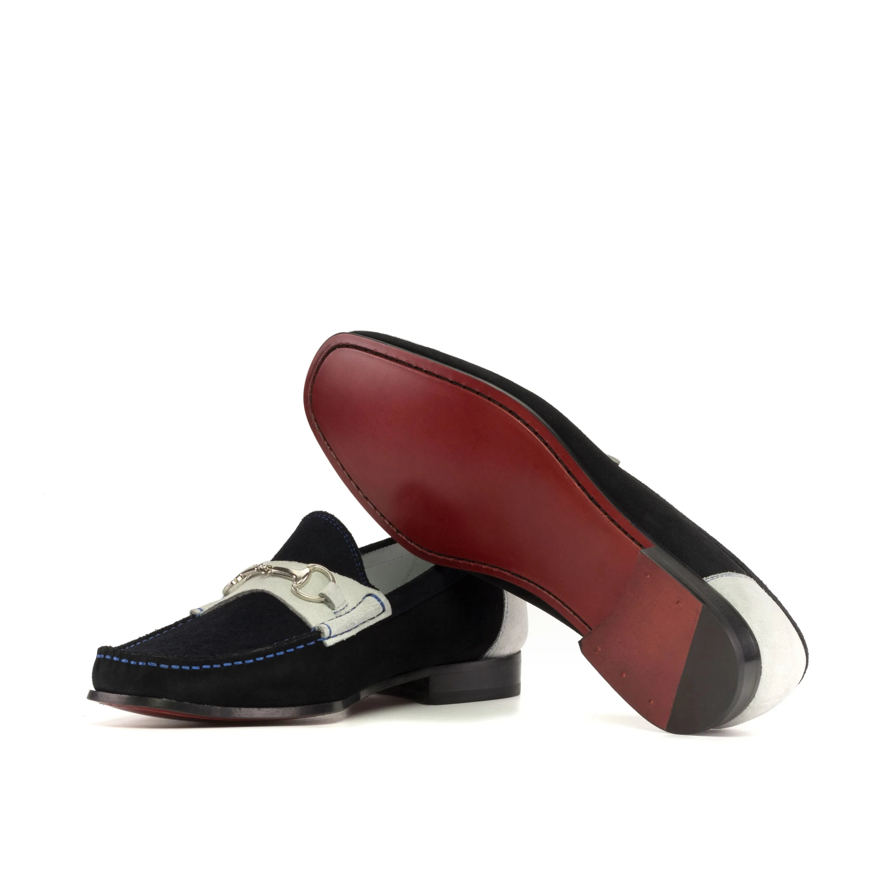 Timzy Moccasin black and white suede loafers luxury bespoke shoes