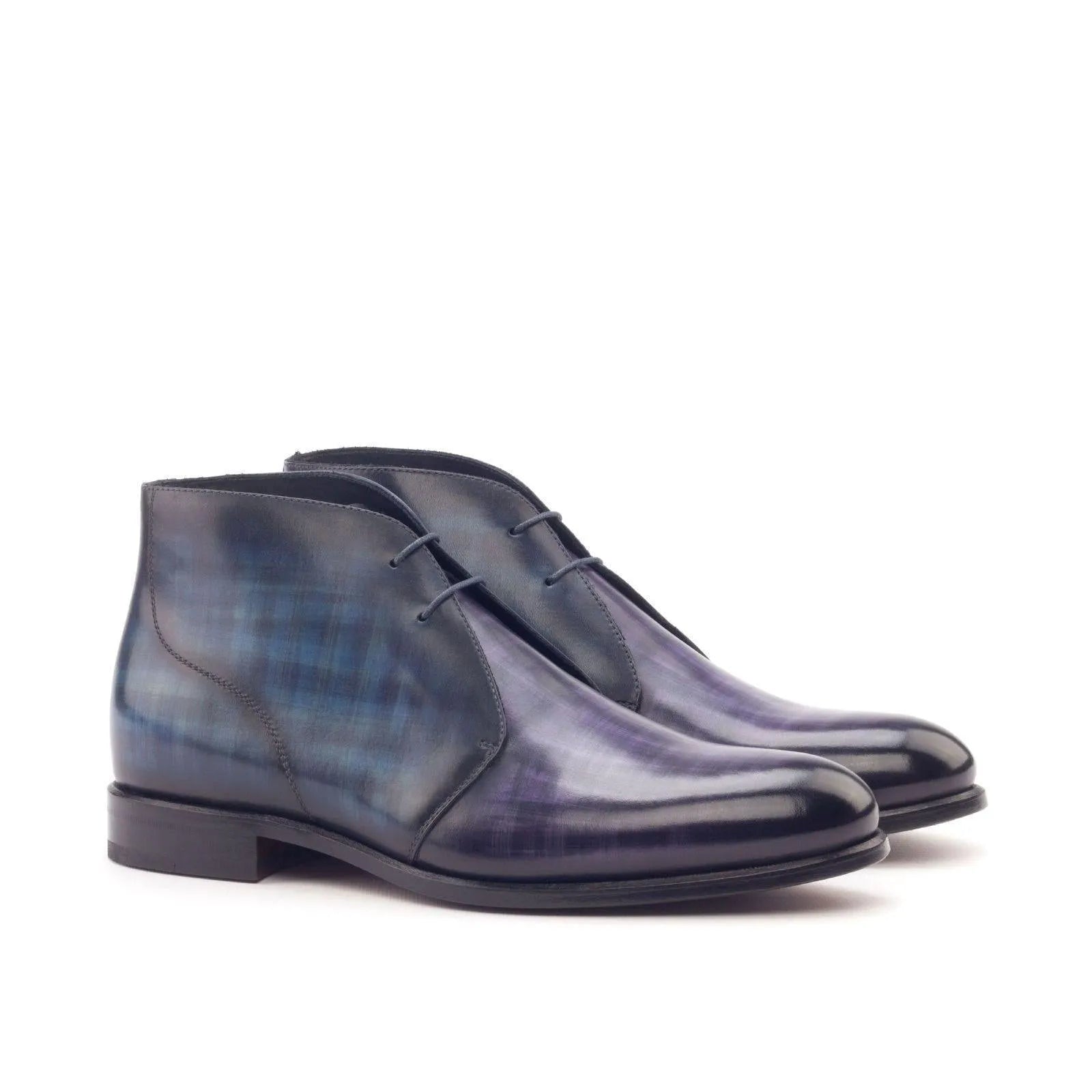Blue Toka Patina Chukkas II leather chukka boots with crust patina