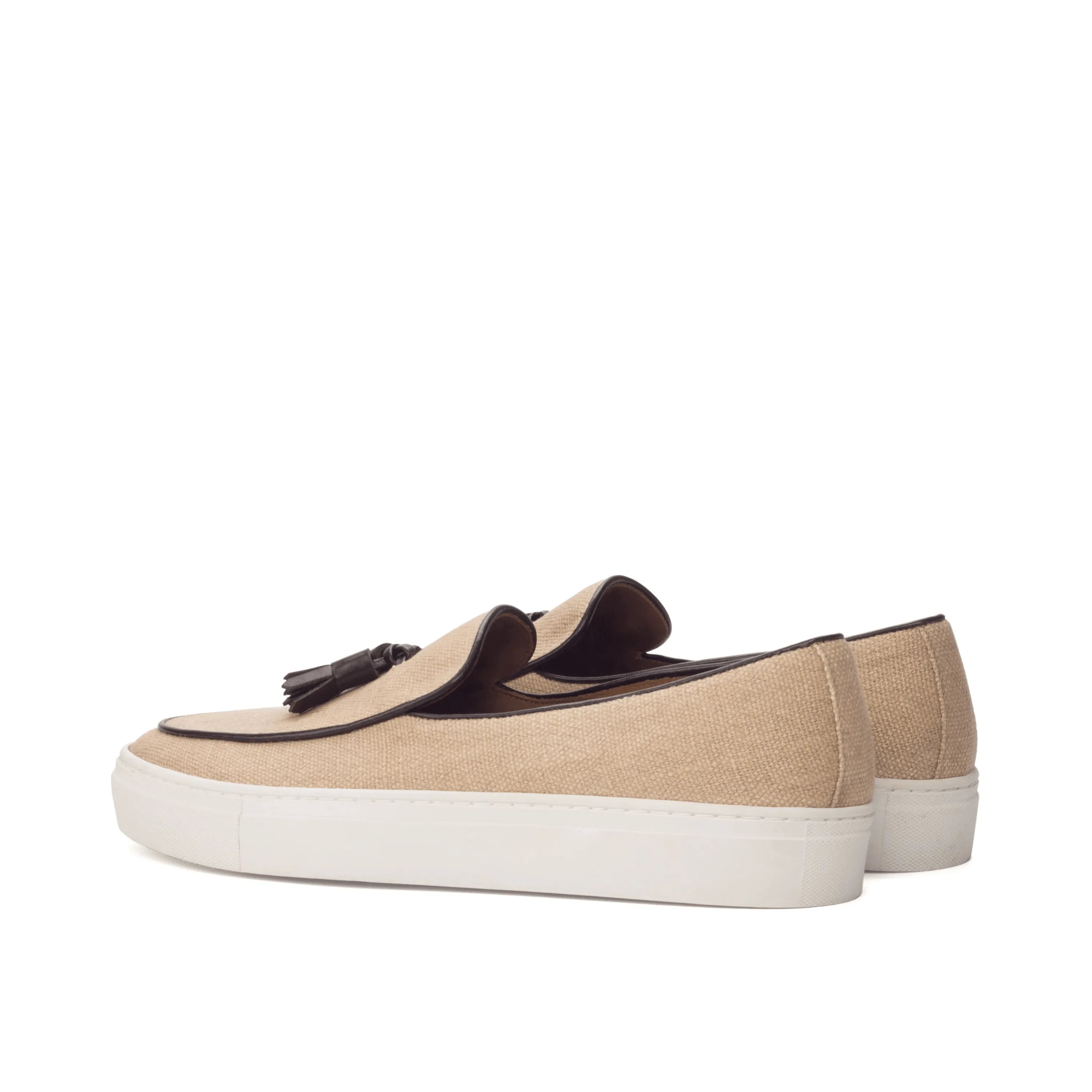 Back view of Tonny Belgian sneaker II in beige tassel calf leather loafers