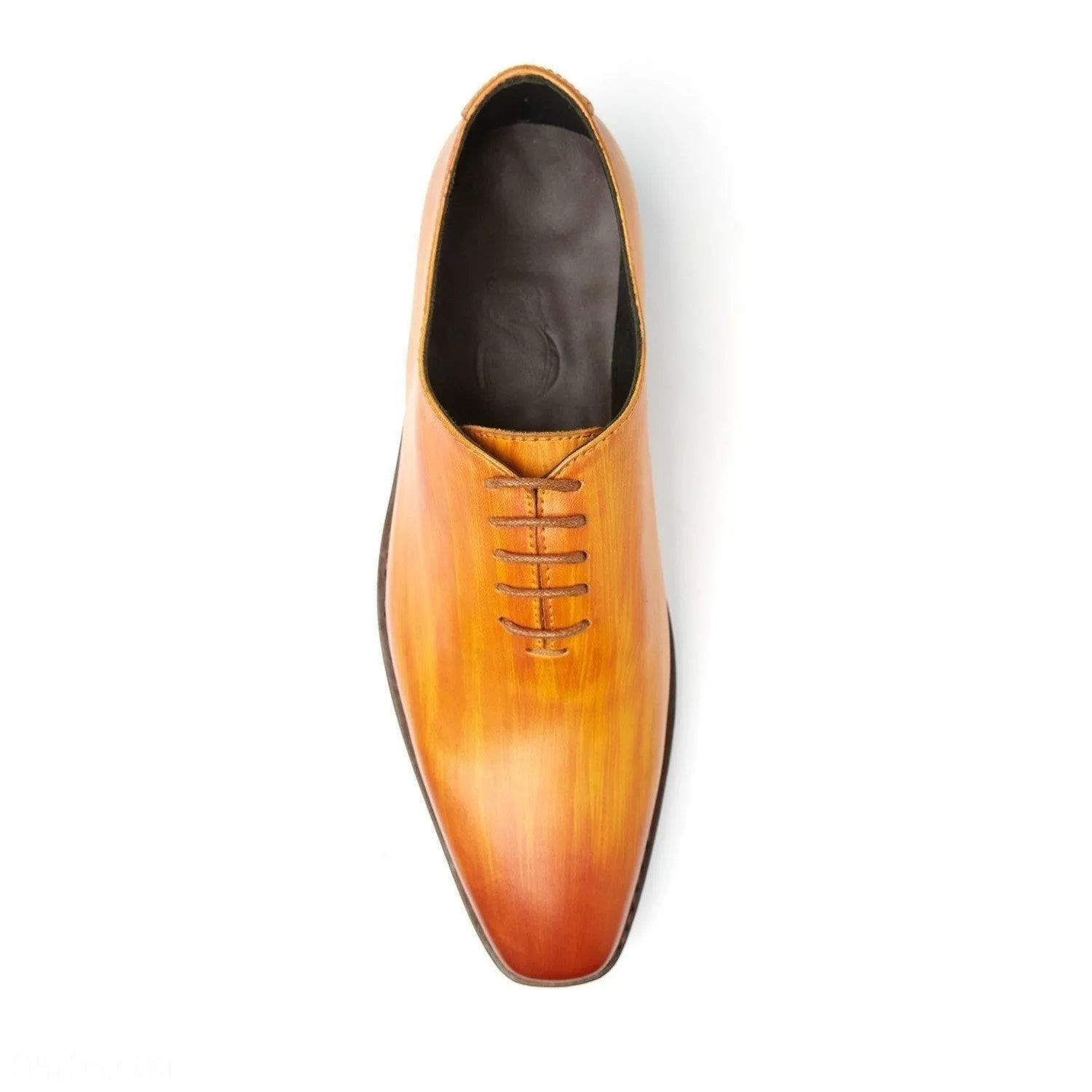 Brown leather elegance wholecut dress shoe back view