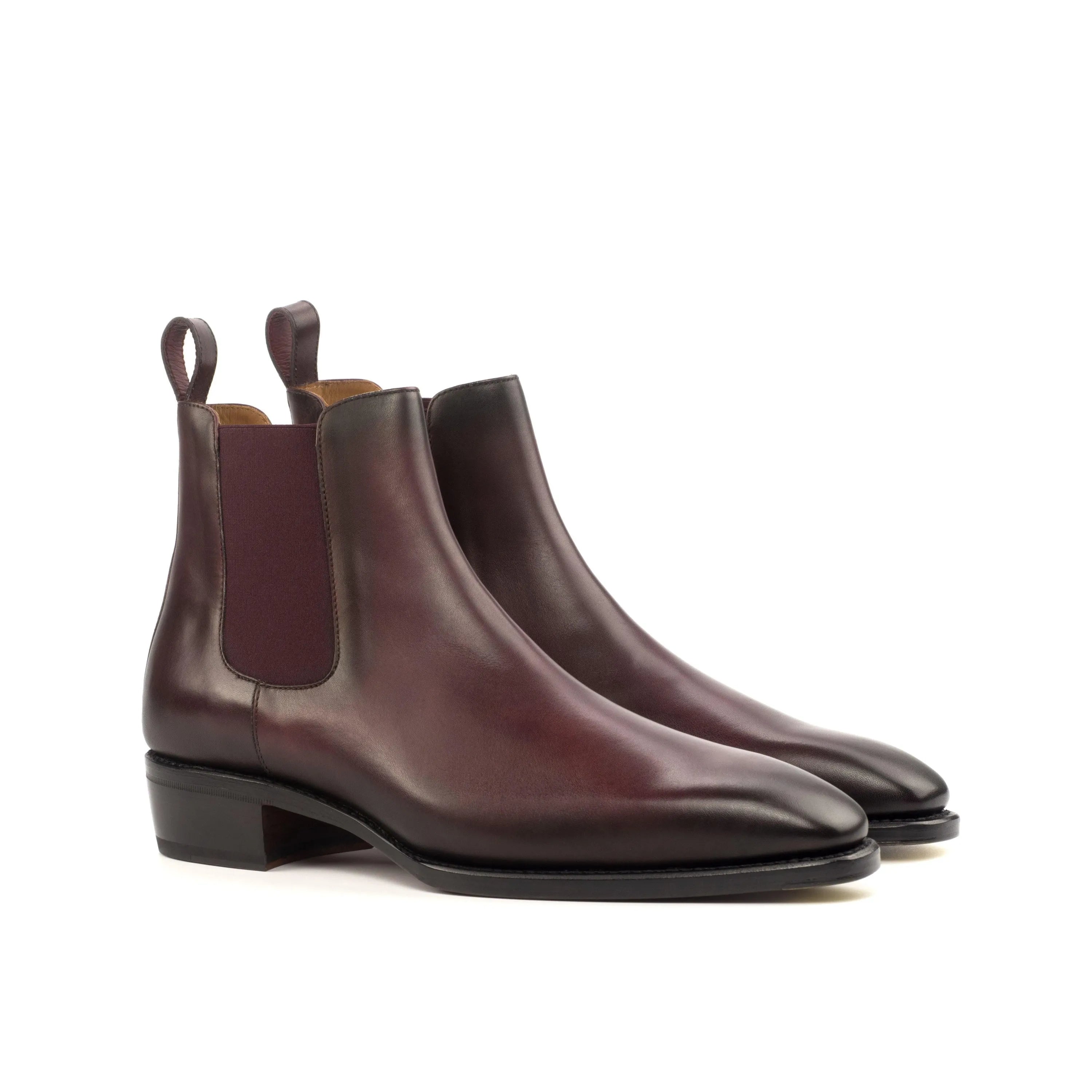 Truman Chelsea boot in burgundy leather, side view