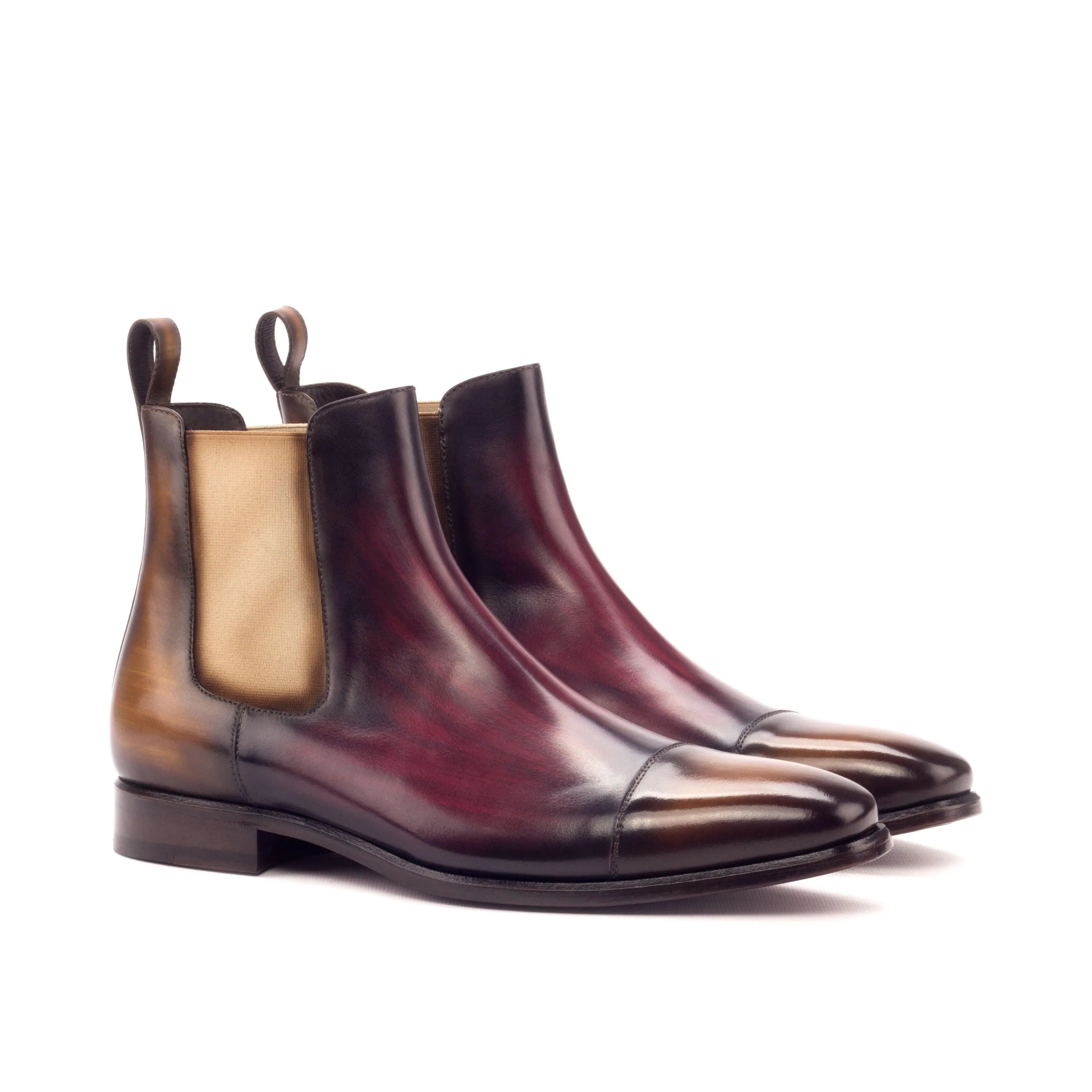 Utah Patina Chelsea crust patina burgundy leather boots pair