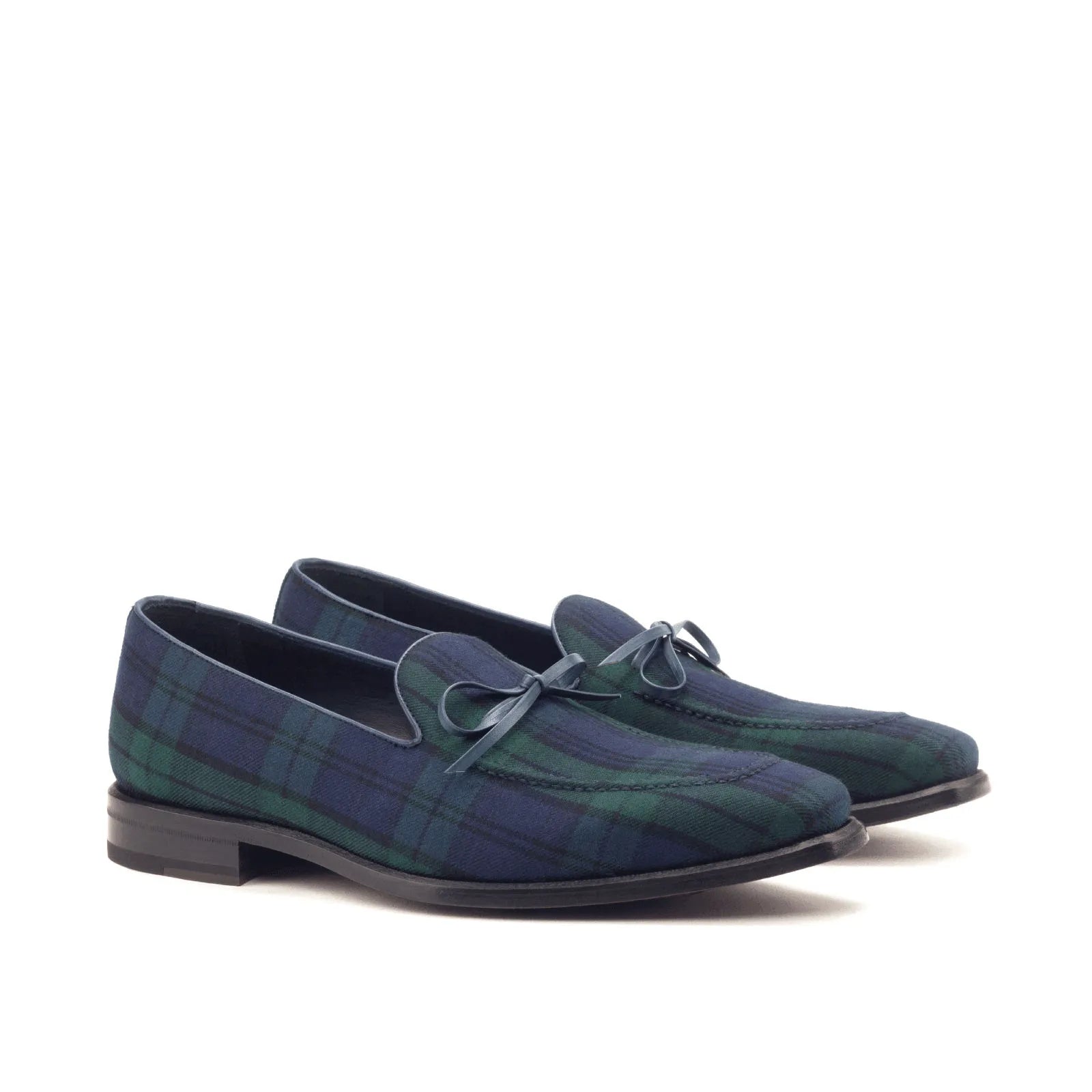Valdes loafers II in plaid patterned leather, luxury bespoke shoes for men