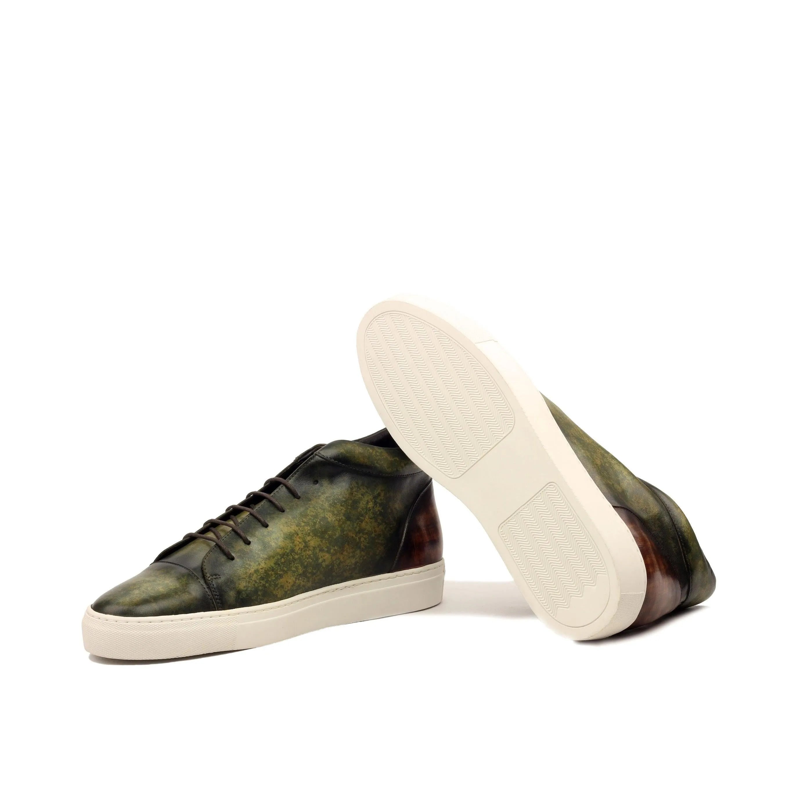 Olive green leather Vegas Patina high top sneakers II