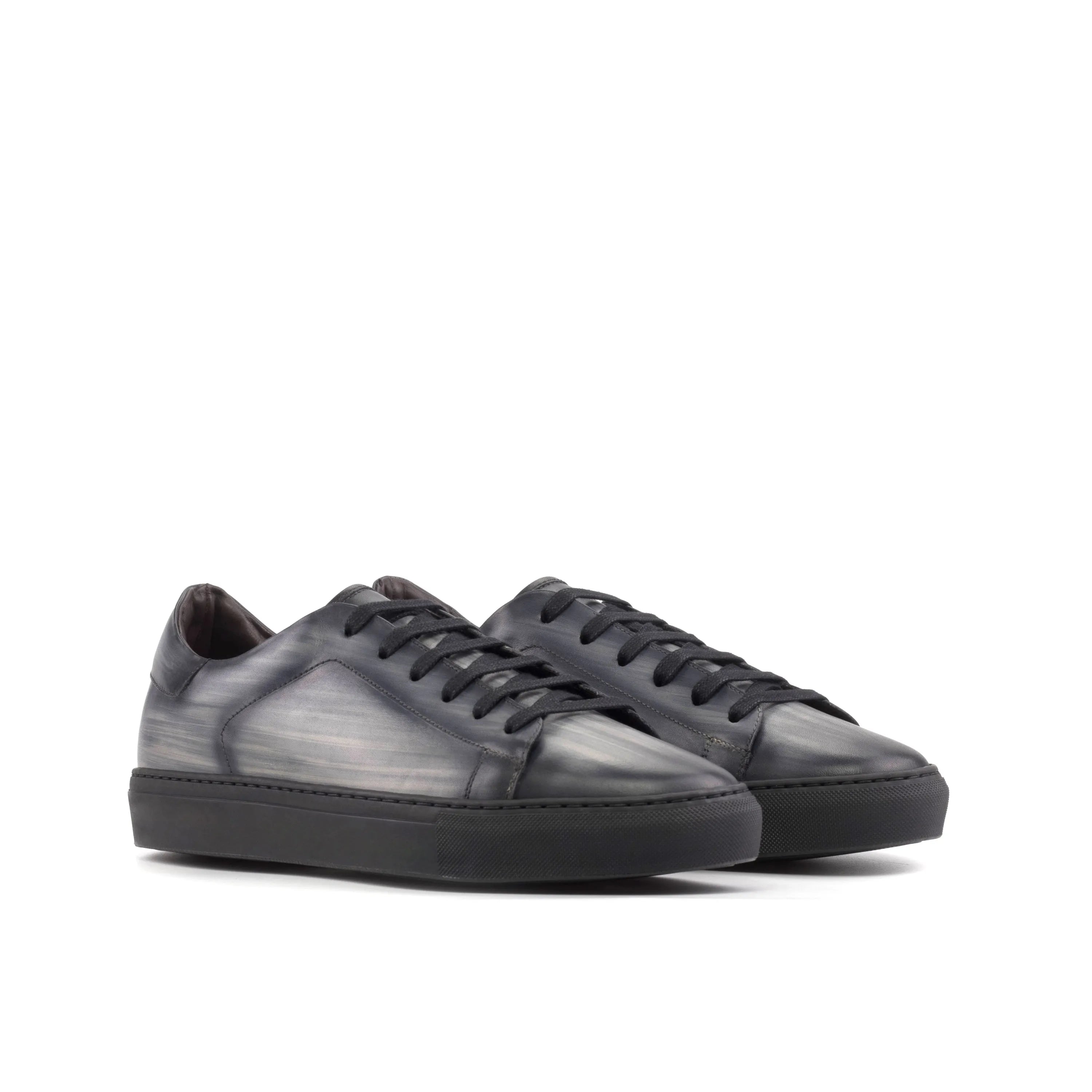 Pair of gray leather Verve Trainer Patina cupsole trainer sneakers