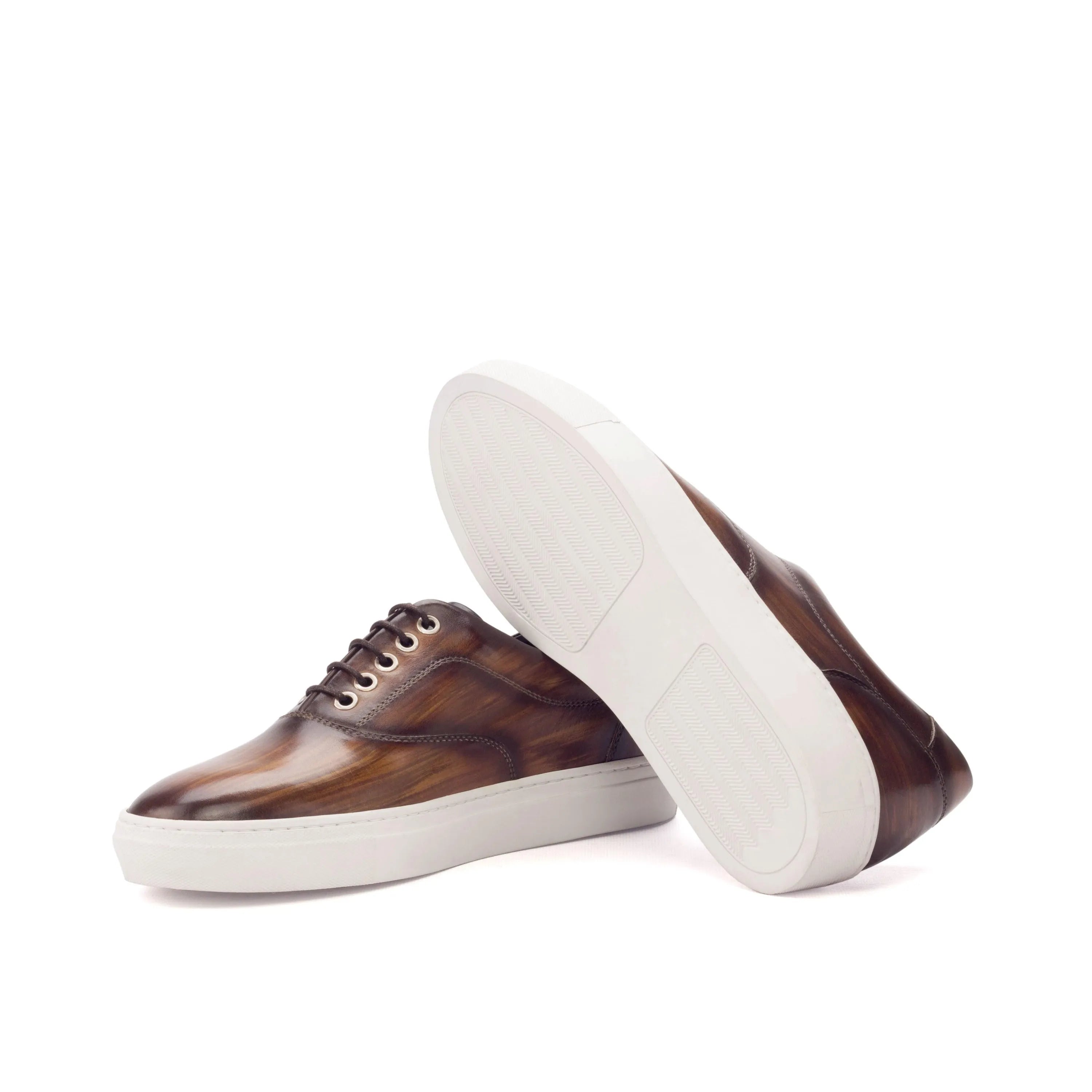 Brown Vicenzo sider patina sneaker with white cupsole
