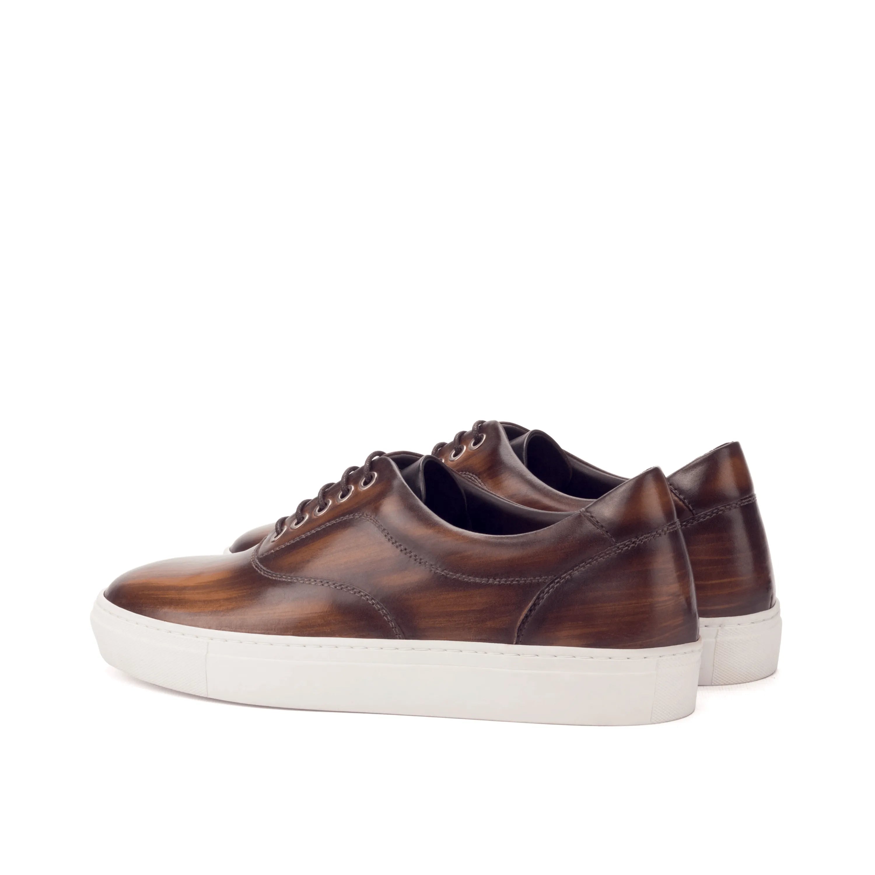 Brown Vicenzo sider patina sneaker with white soles