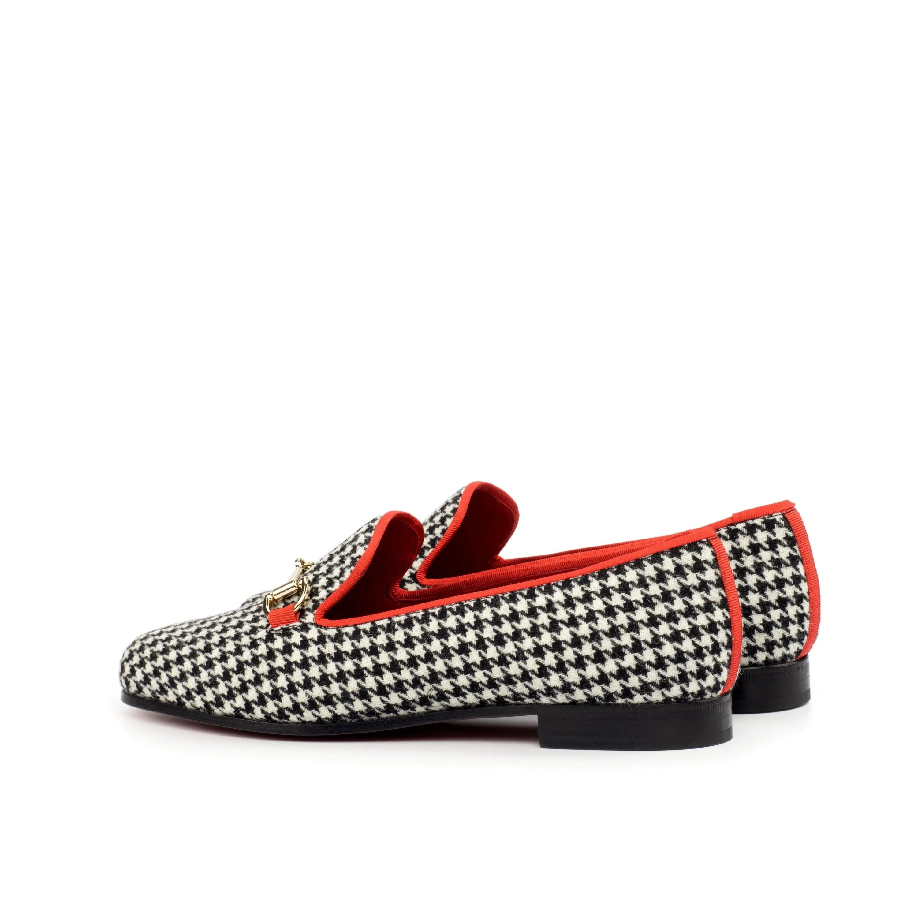 Vogue Audrey Slipper II houndstooth loafers with red trim