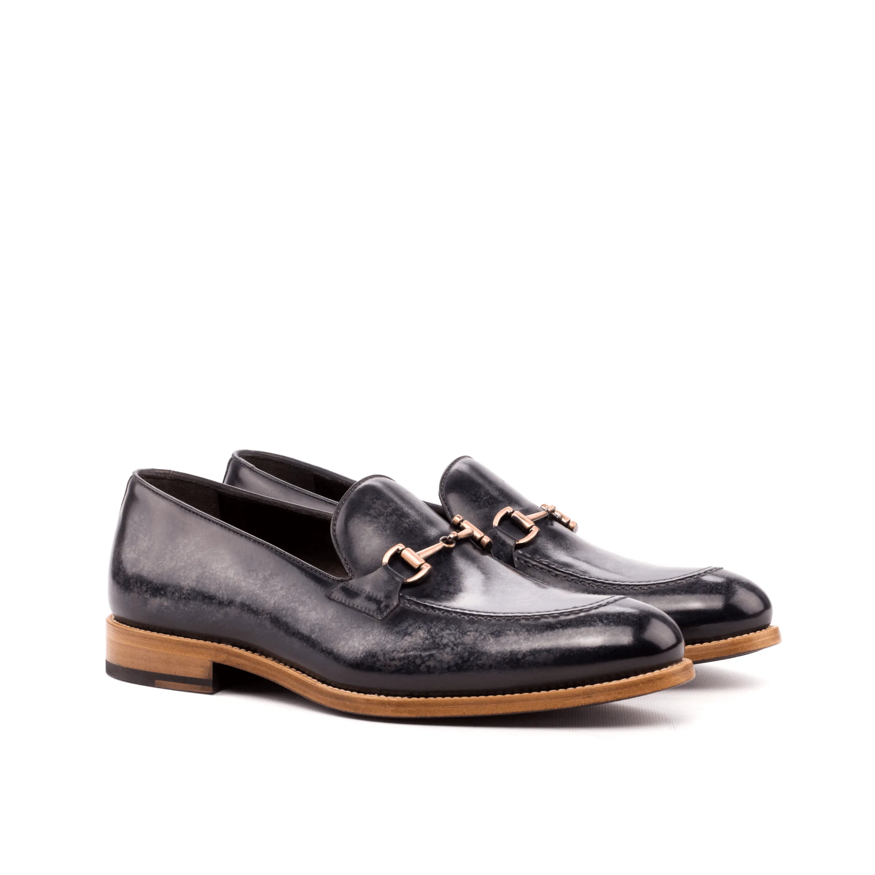 Pair of black leather Vosko Patina Loafers II