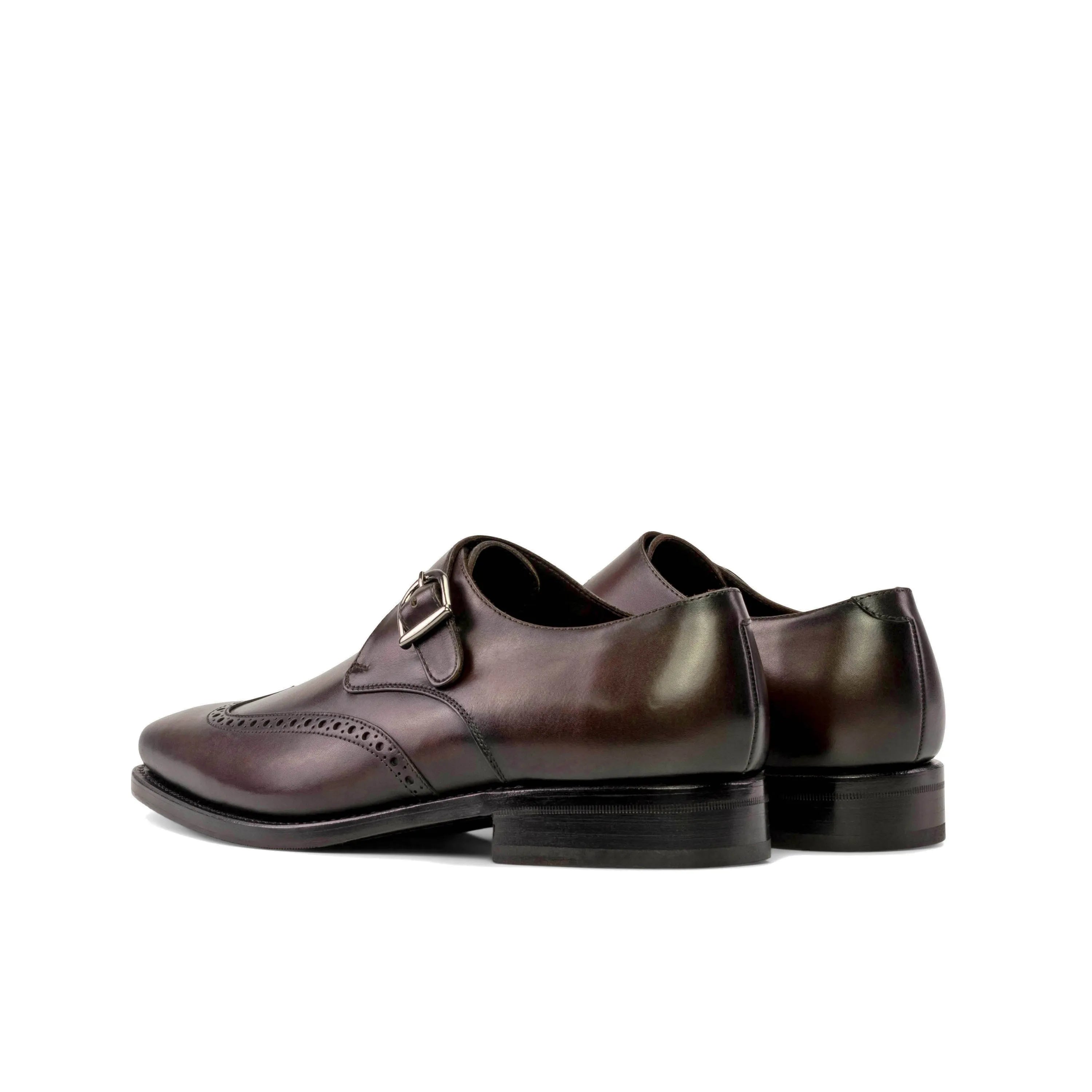 Wain Single Monk pair of brown leather monk strap dress shoes