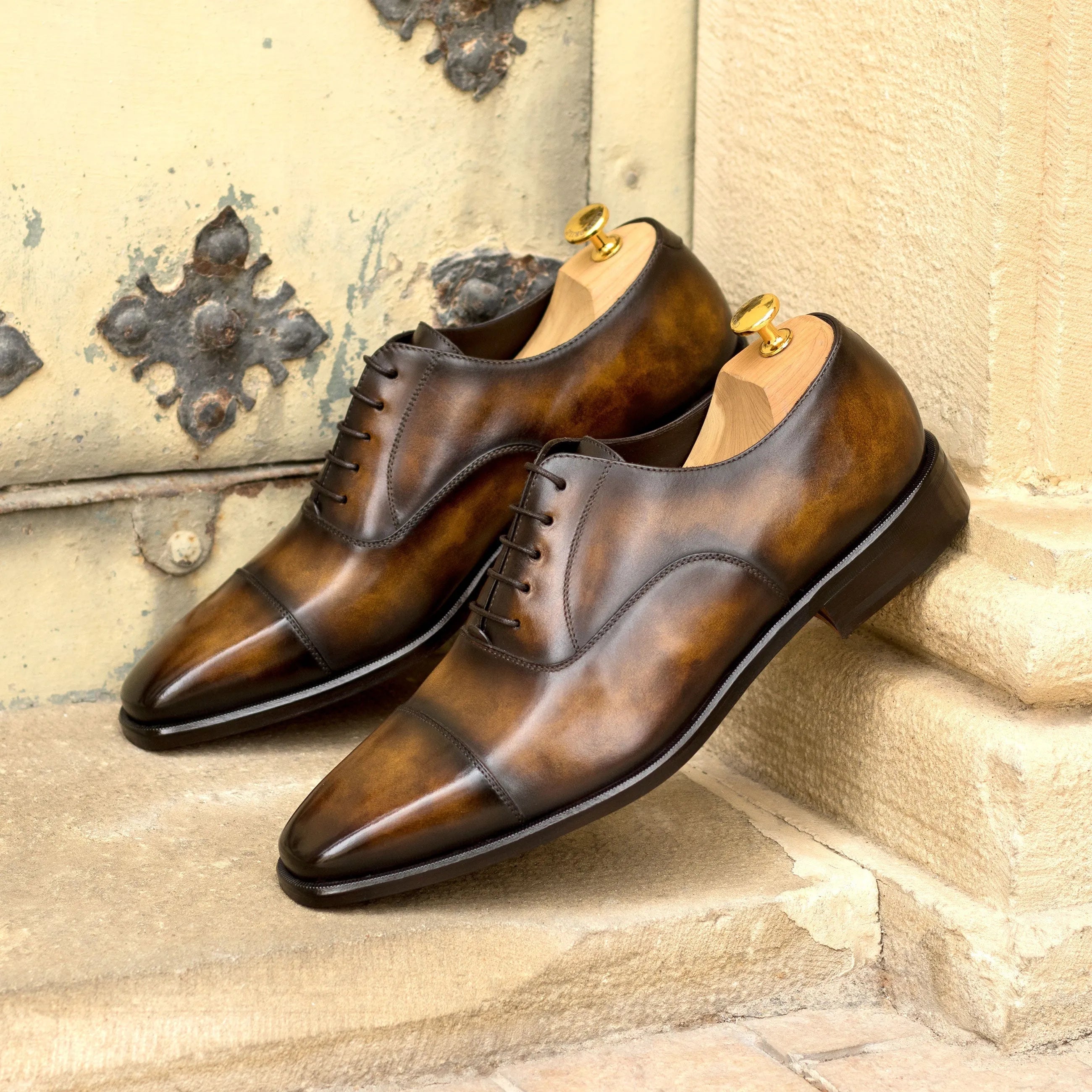 Pair of brown leather Walker Patina Oxford shoes
