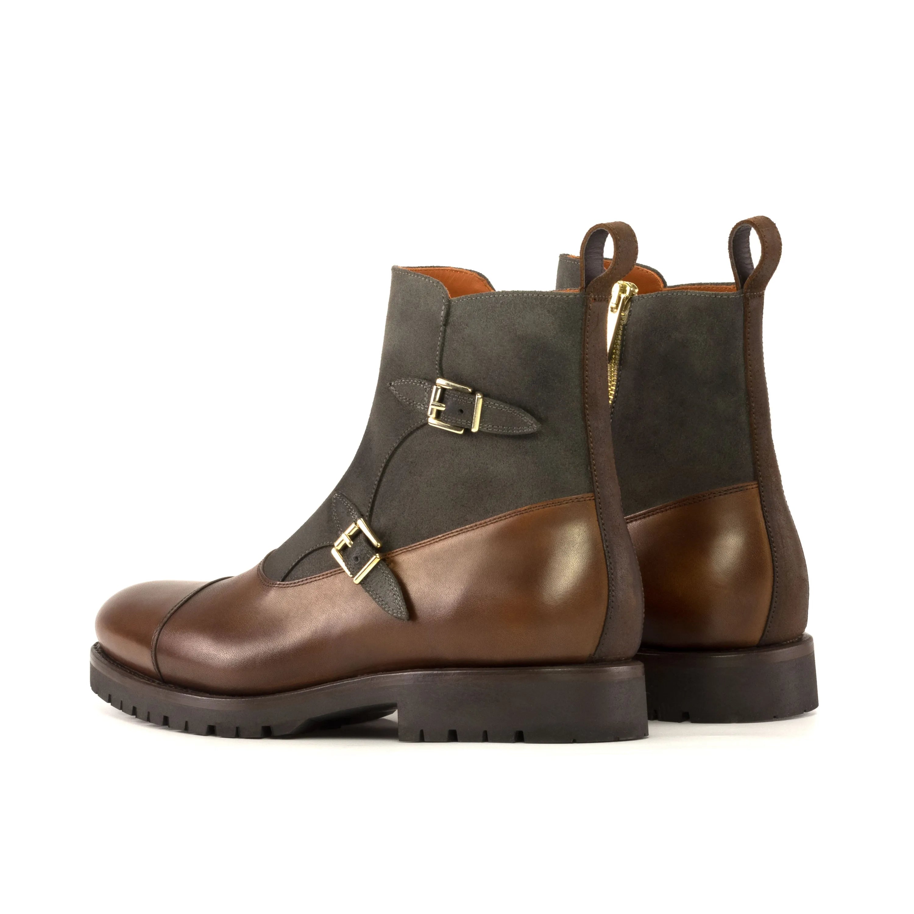 Walnik Octavian Boots II two-tone leather monk strap boots