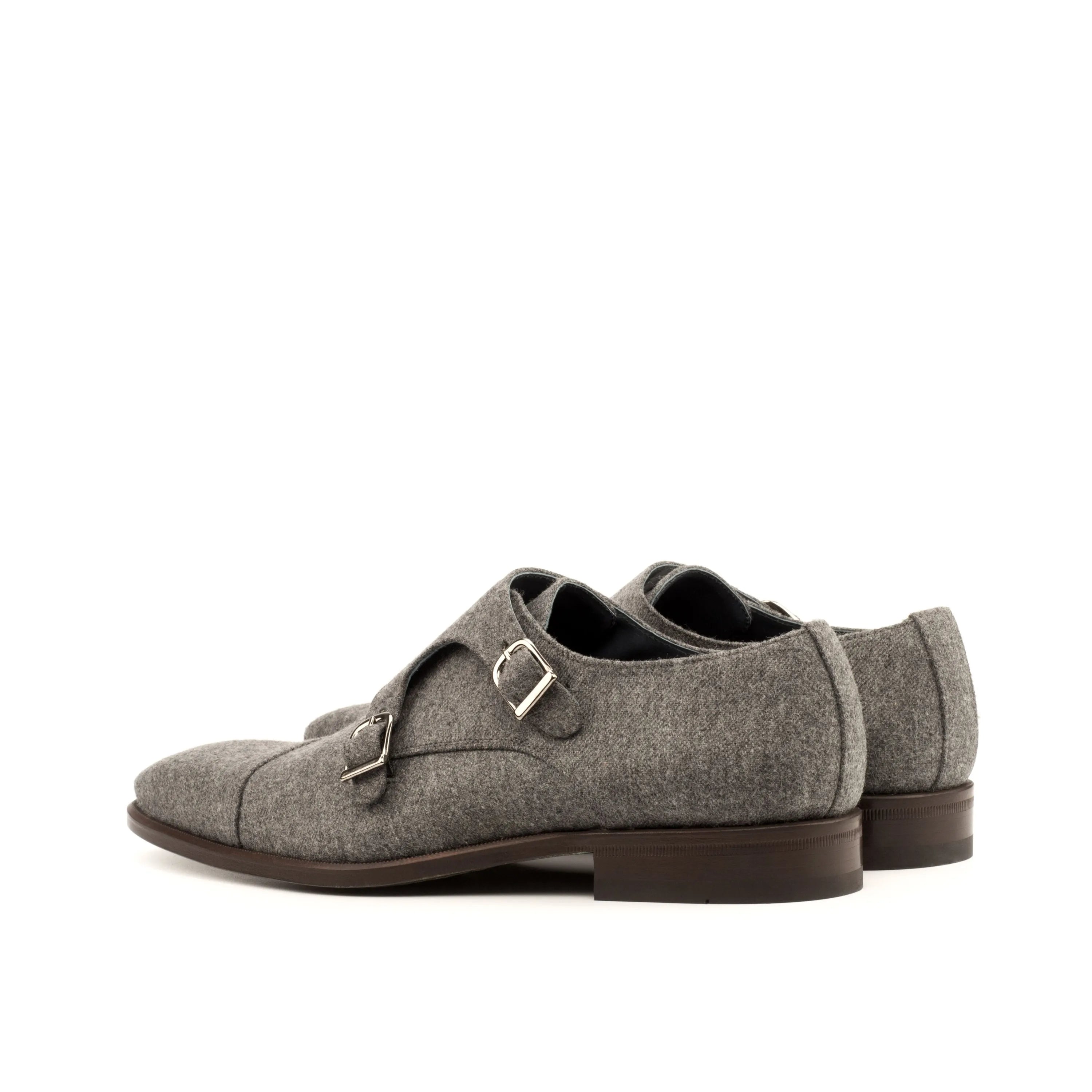 Wiyot double monk gray patina double monk strap shoes