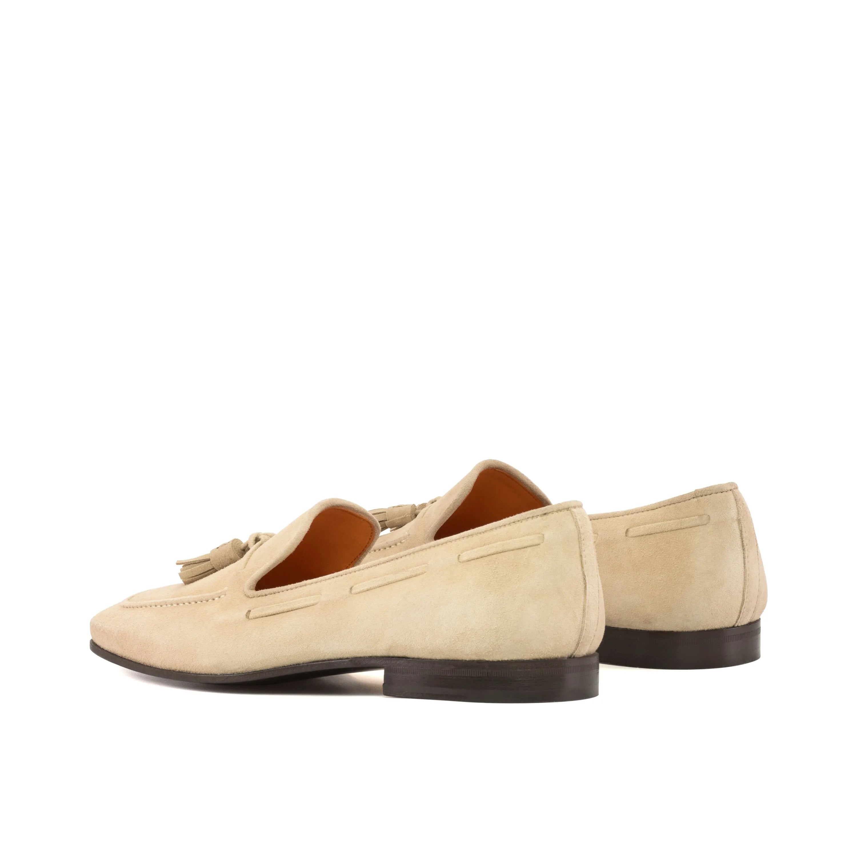 Xavier Drake slipon beige suede tassel loafers