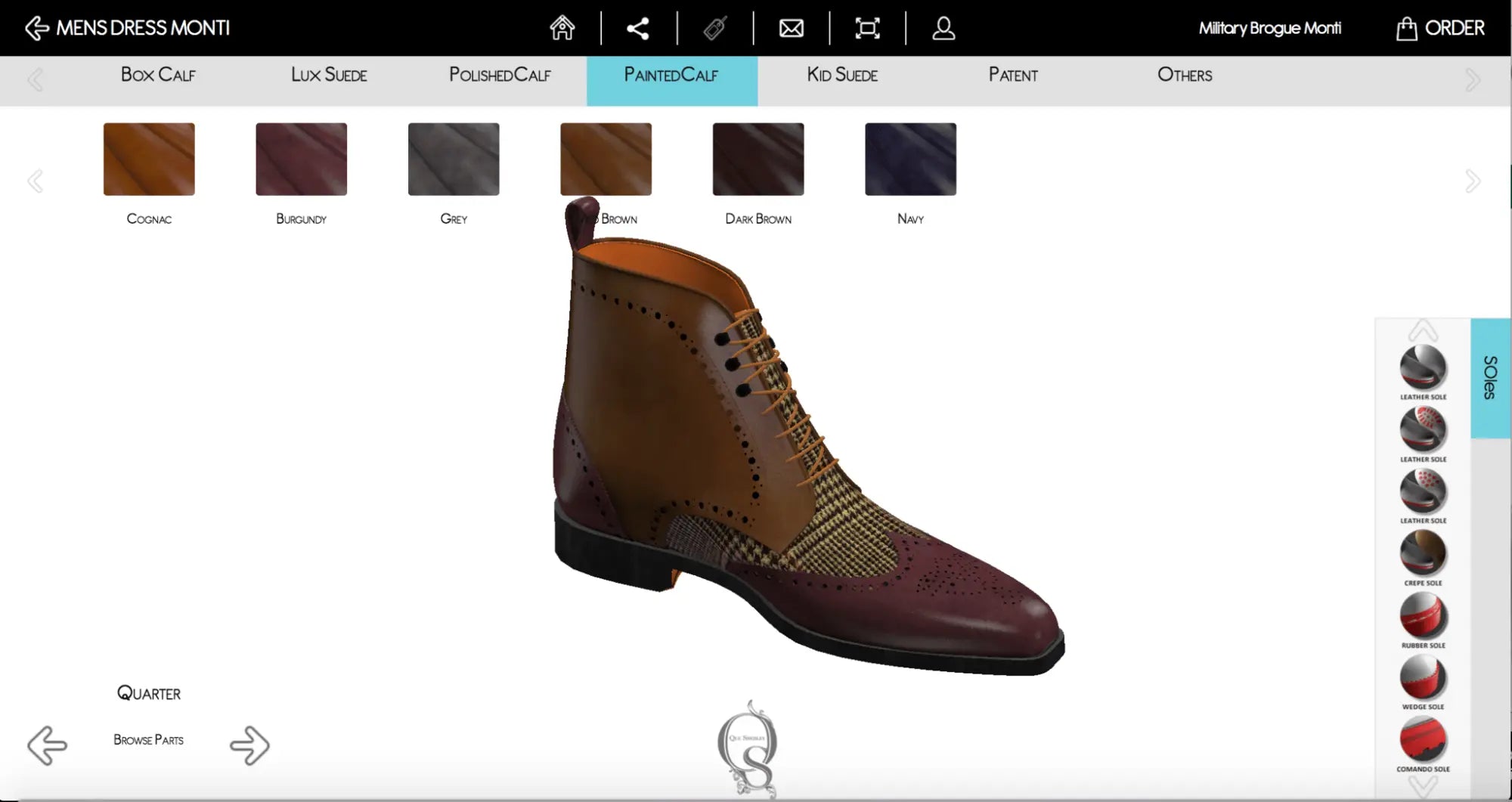 Two-toned leather brogue boot.