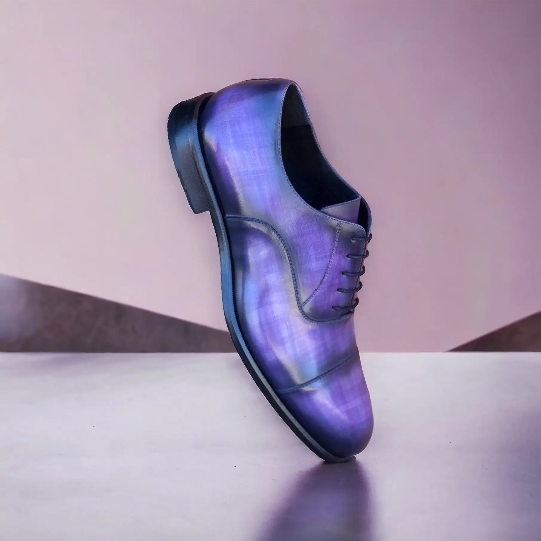 Iridescent purple dress shoe.