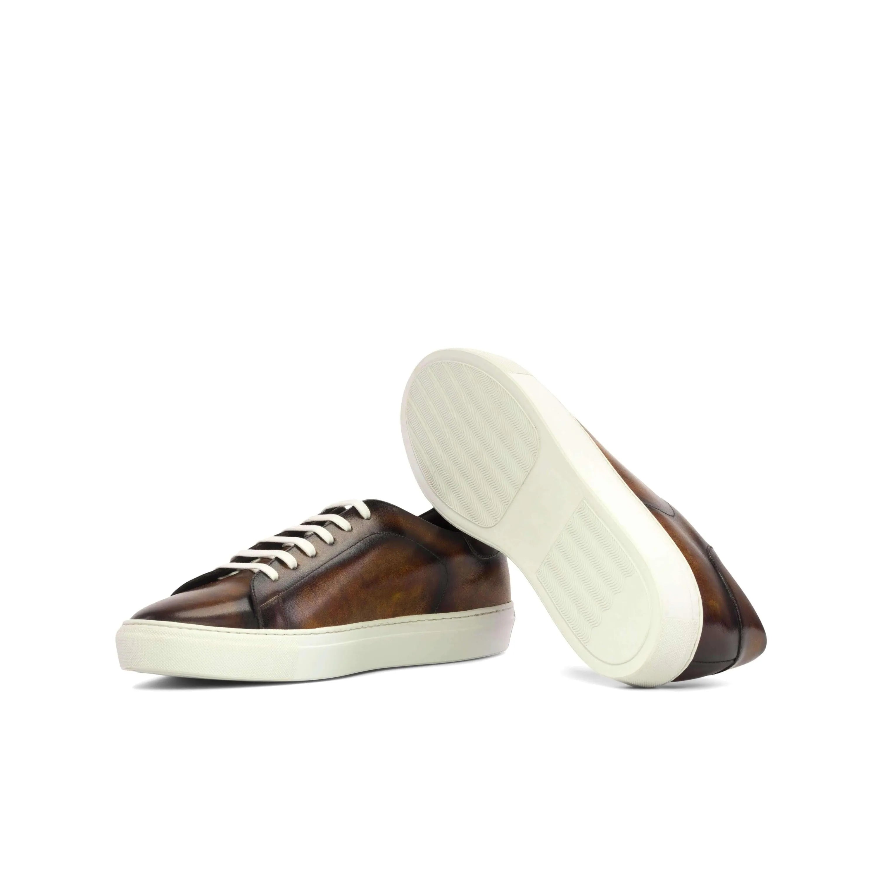 Brown leather 1789 trainer patina sneaker with cupsole