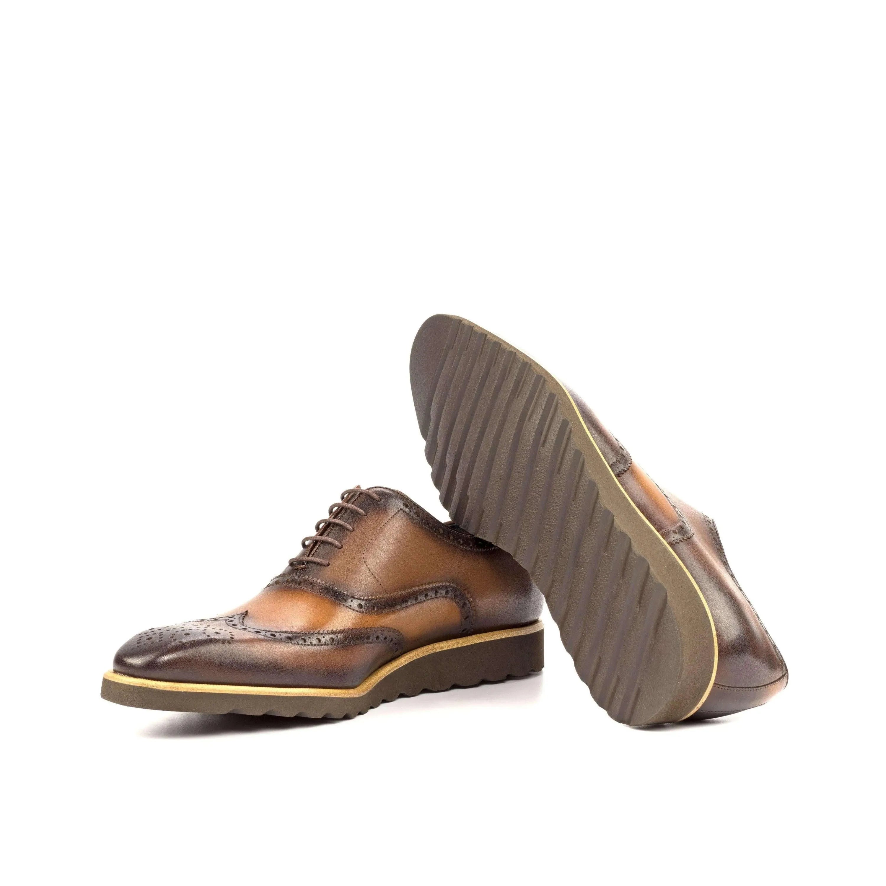 Brown leather 21QW Full Brogue Shoes II, luxury bespoke brogue shoes for men