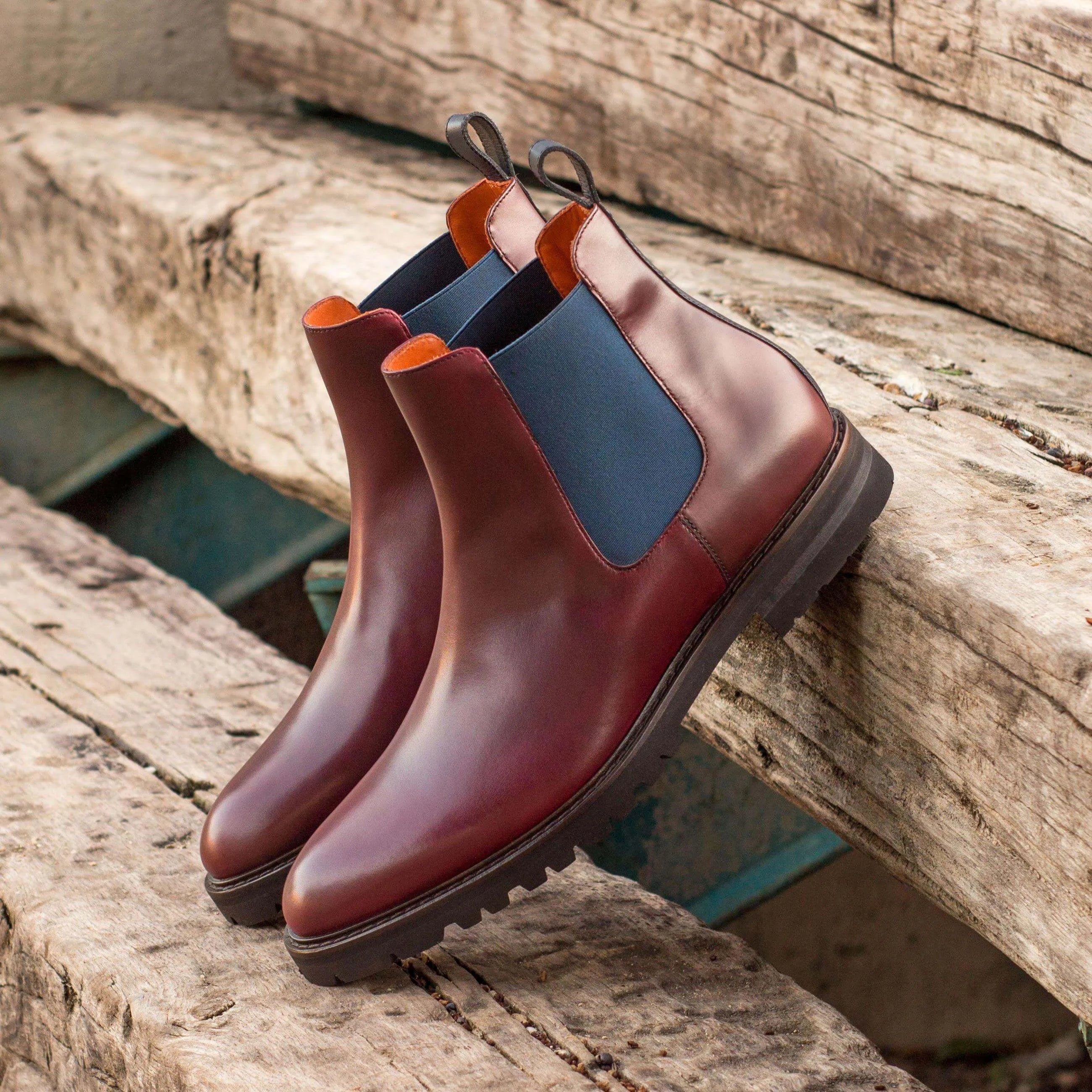 45TD Chelsea boot in burgundy box calf leather