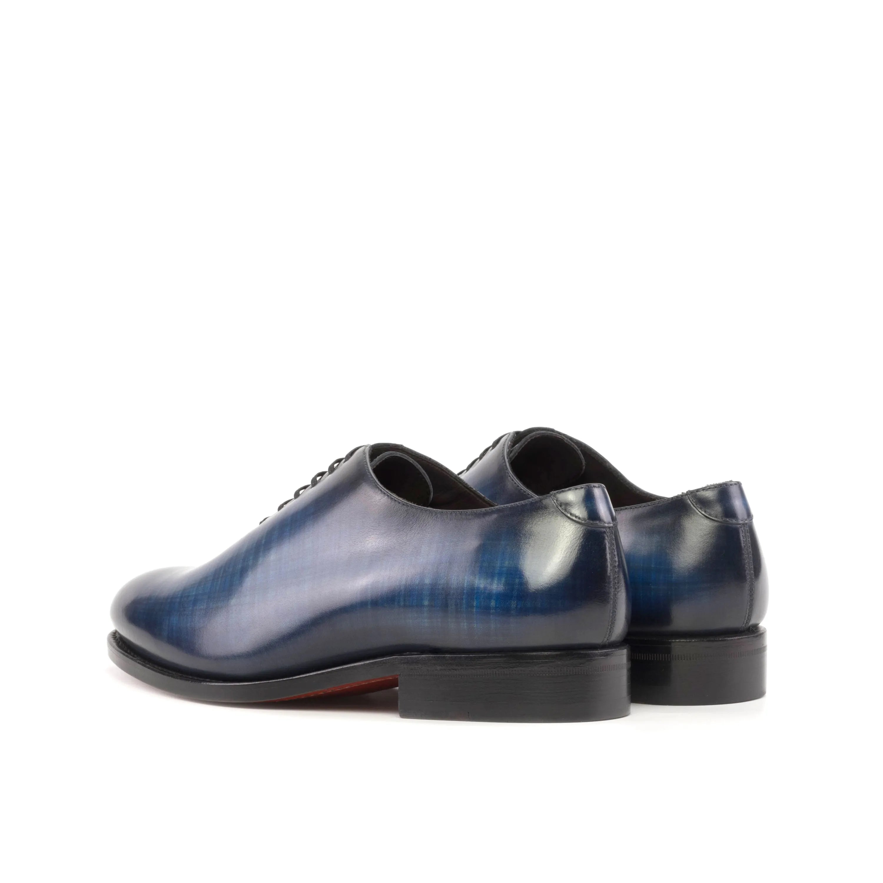 Blue whole cut patina shoes 5912, leather dress back view