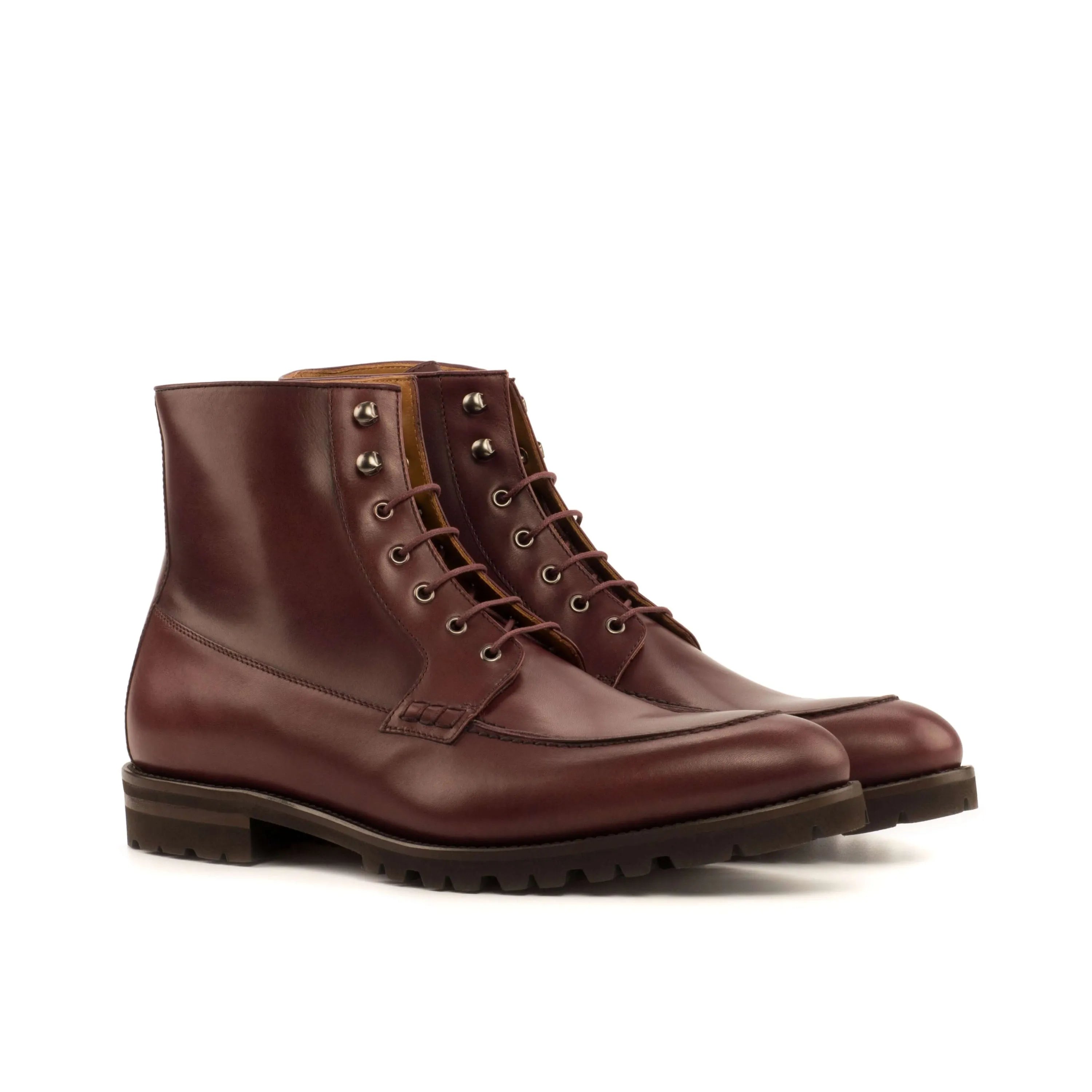 Abrilio moc boot: pair of brown leather lace-up boots