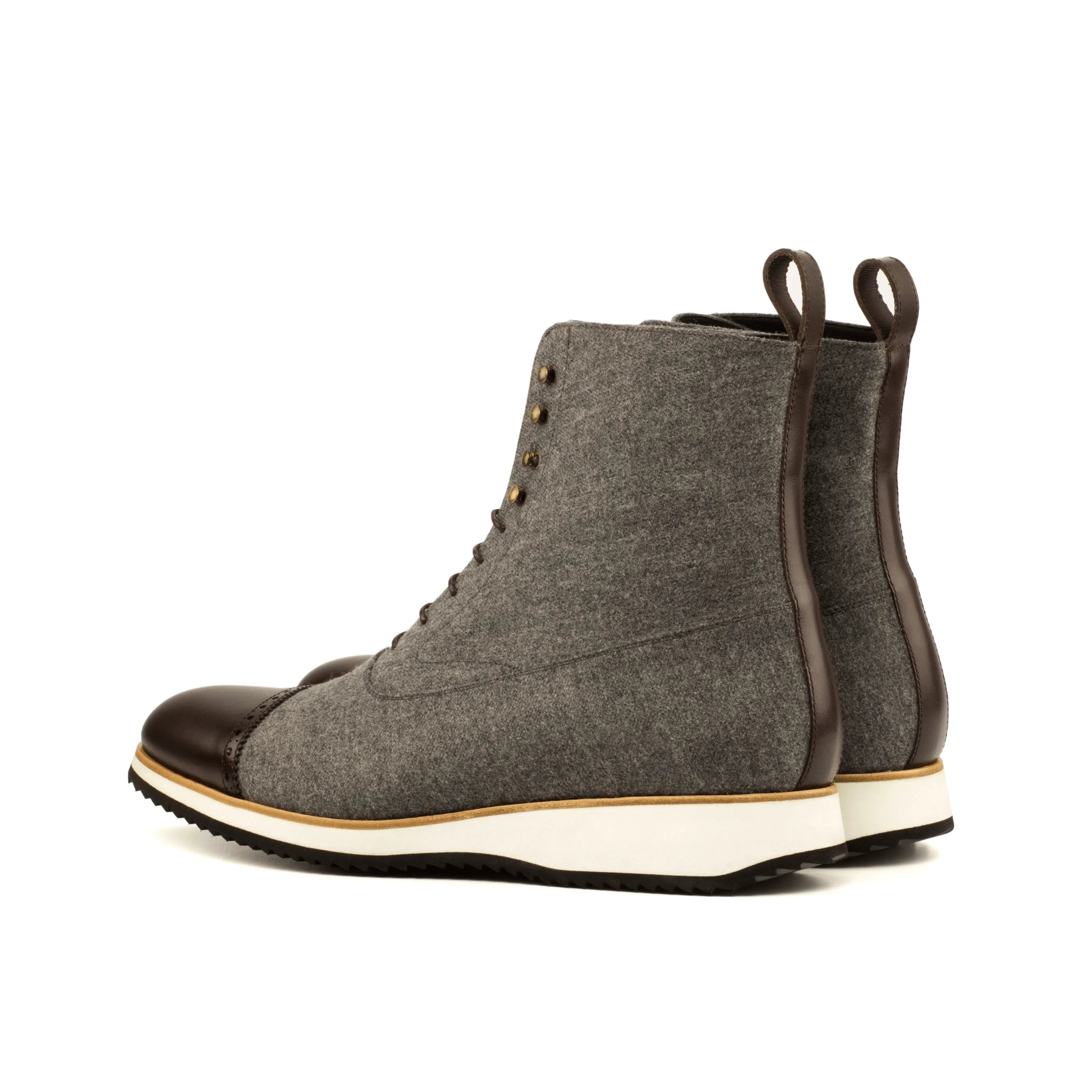 Achilles Balmoral Boots II in gray wool and brown leather