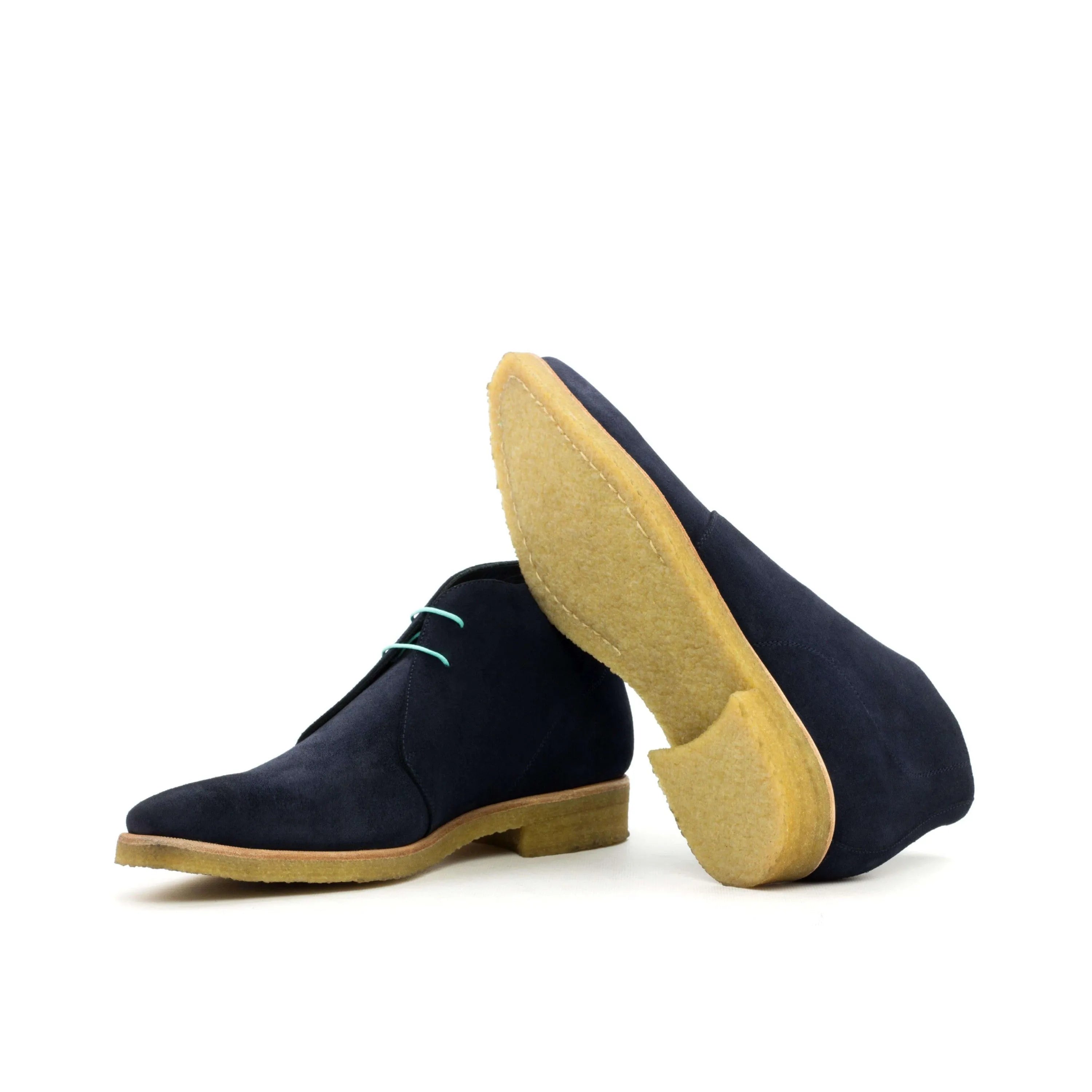 Blue Adamo Chukka Boots II in suede, back view