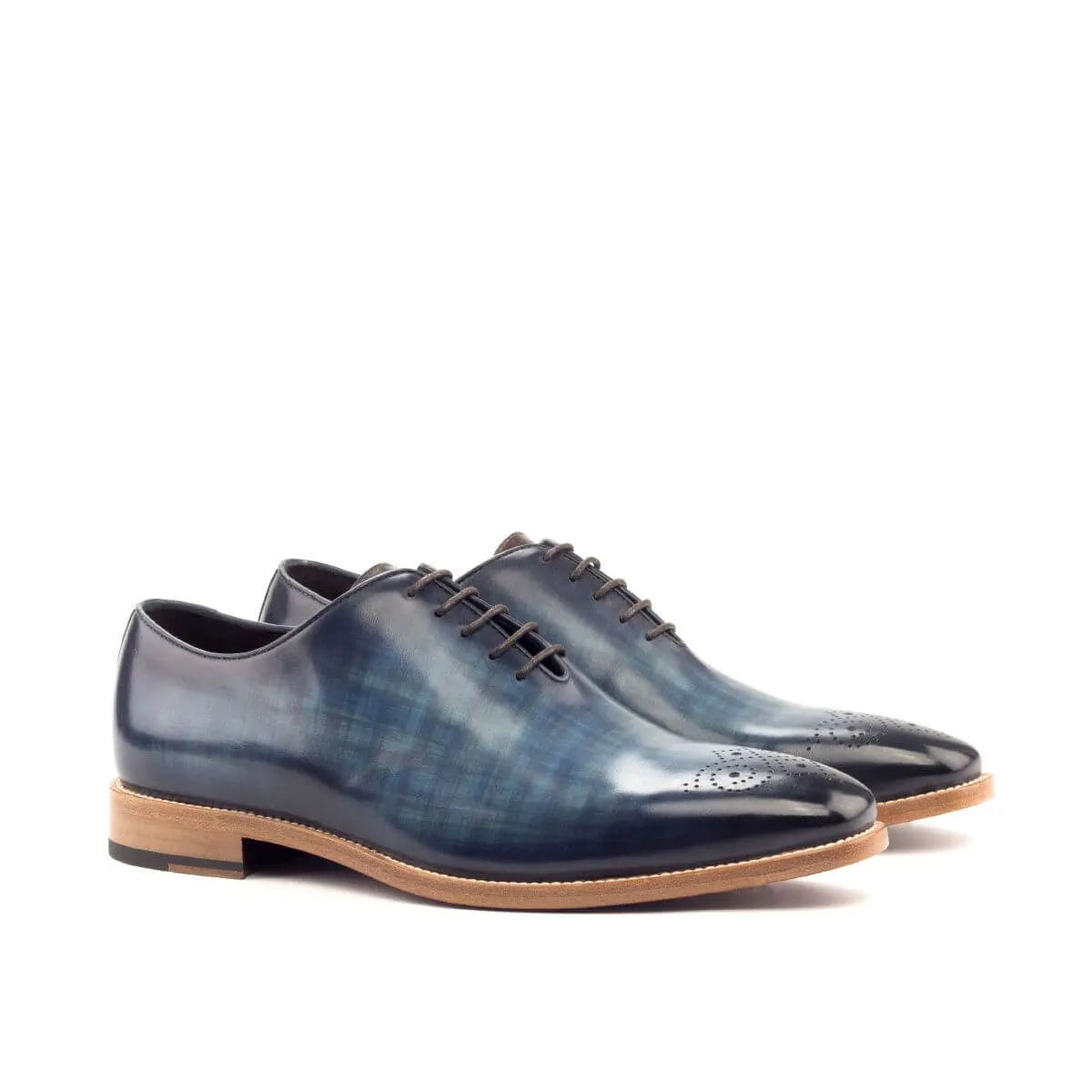 Afif wholecut patina blue leather dress shoes