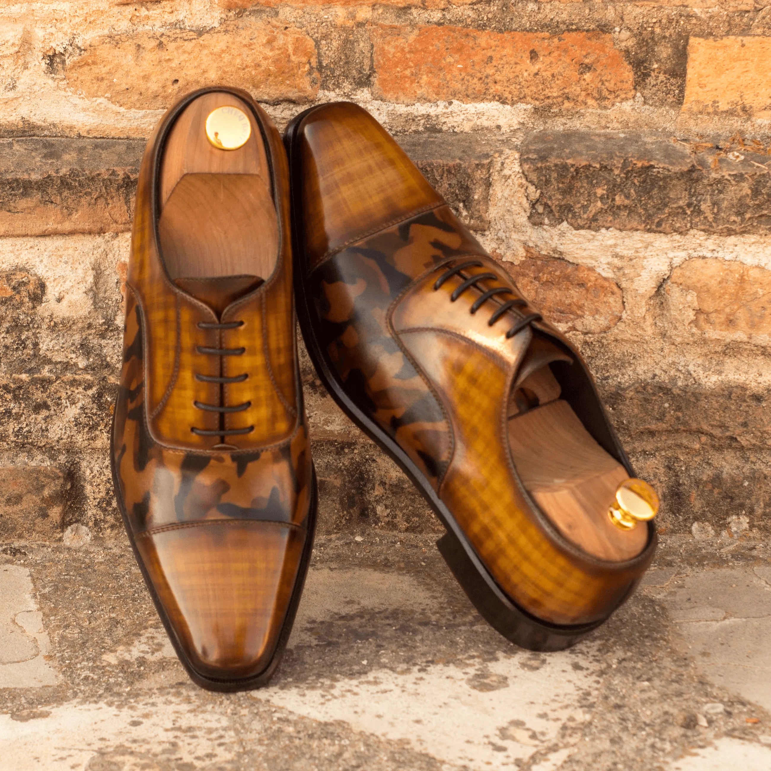 Agent Oxford patina brown leather dress shoes back view