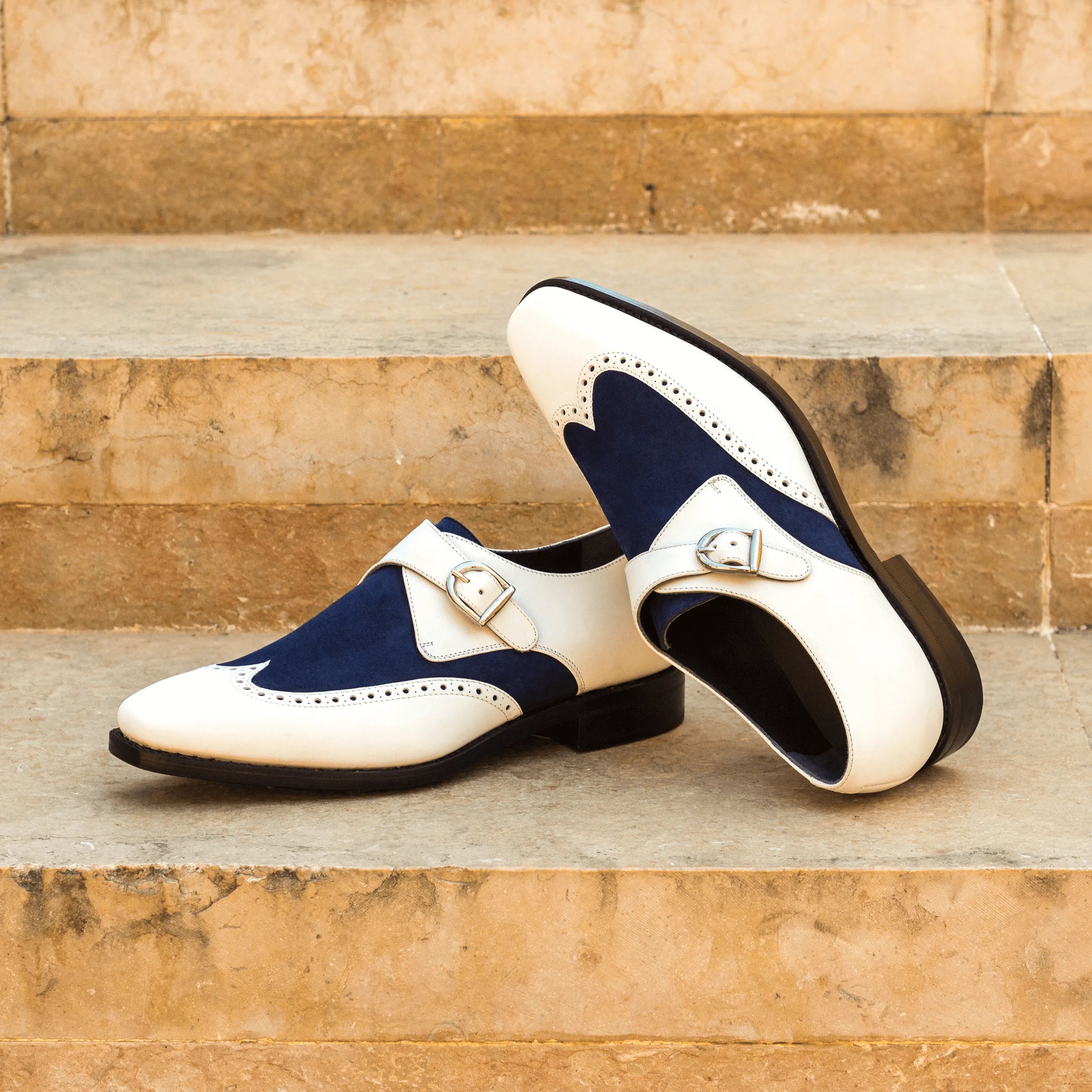 Two-tone Aja Single Monk Shoes II back view