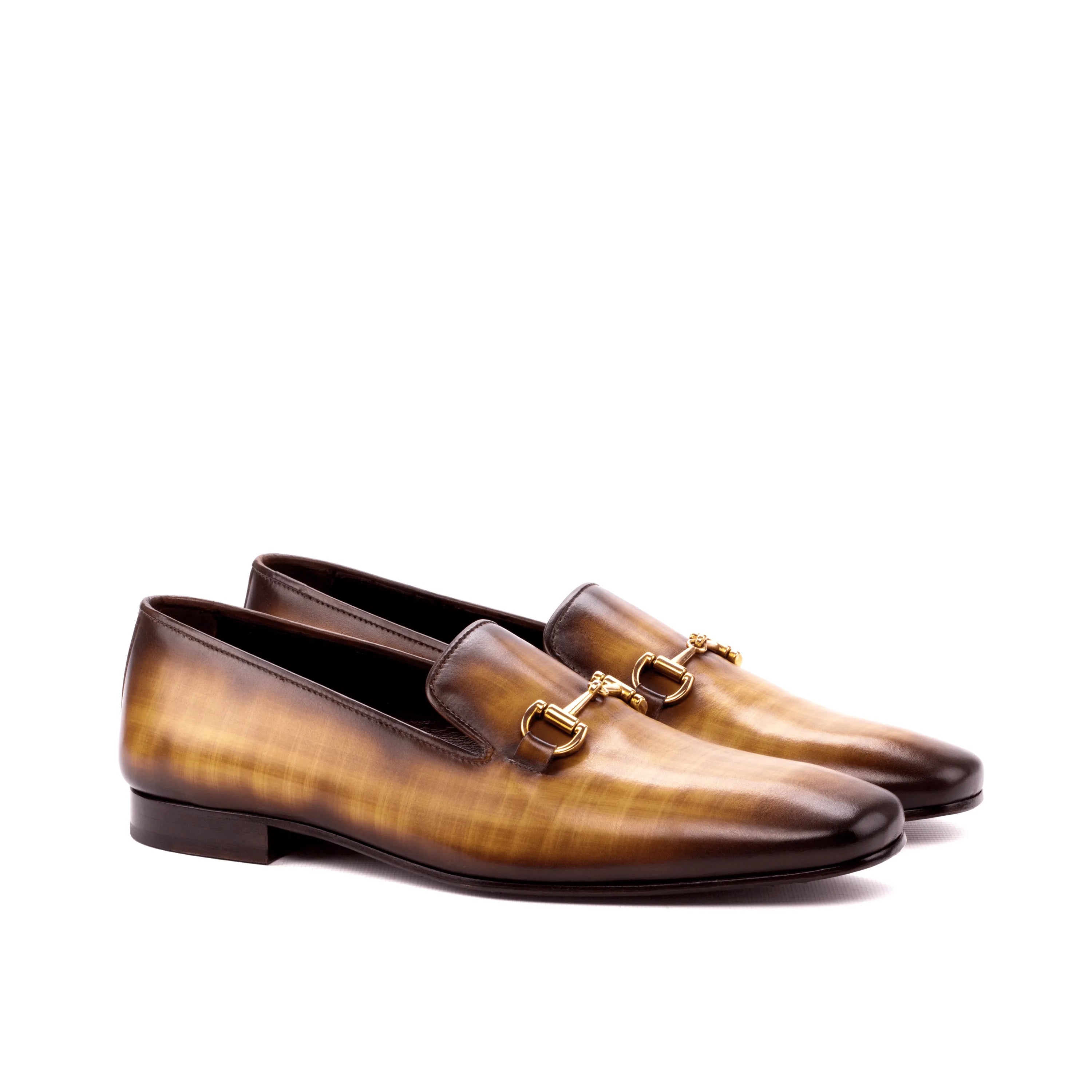 Albus Drake Patina slipon leather horsebit loafers