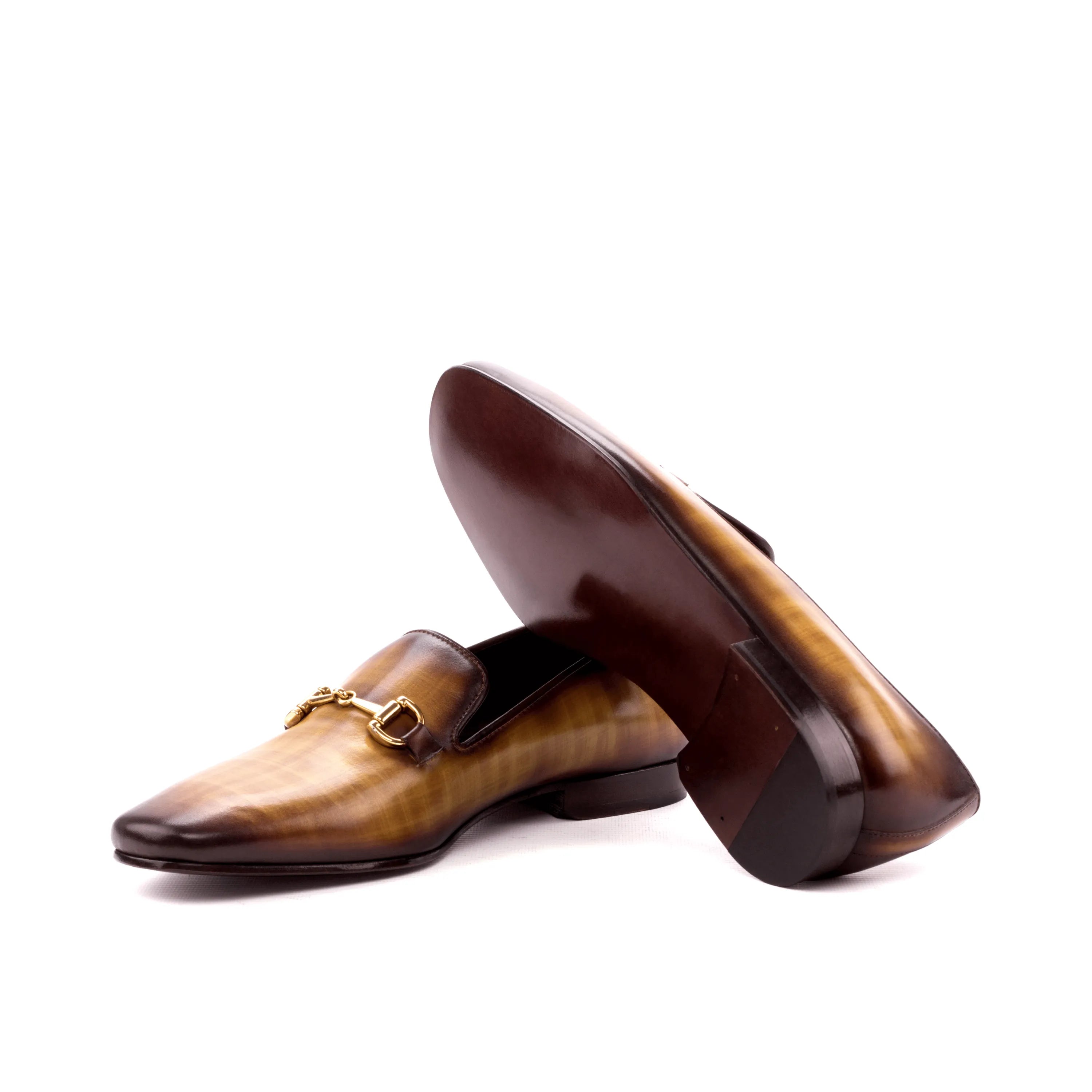 Albus Drake Patina slipon leather dress loafers back view
