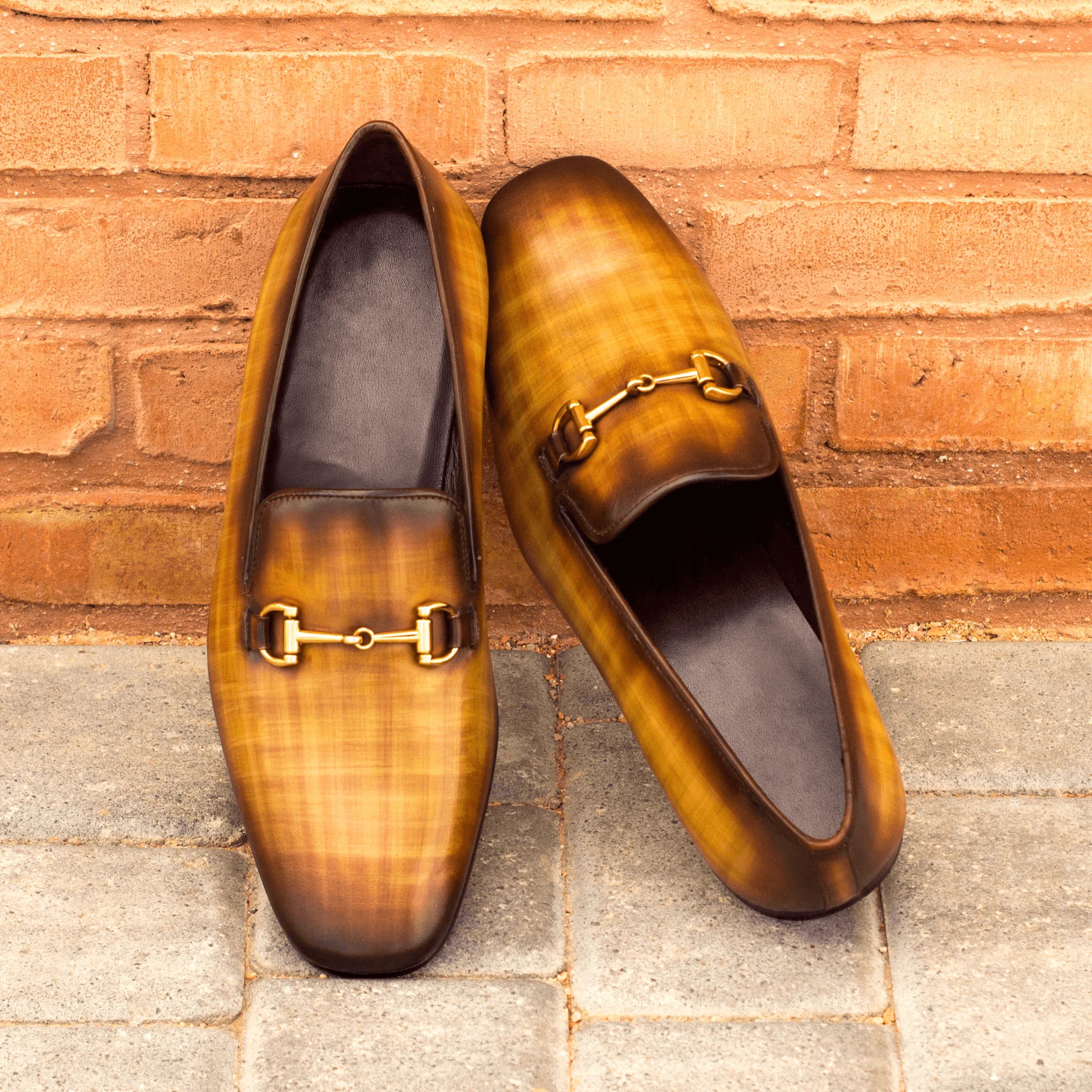 Albus Drake Patina slipon: pair of brown leather loafers