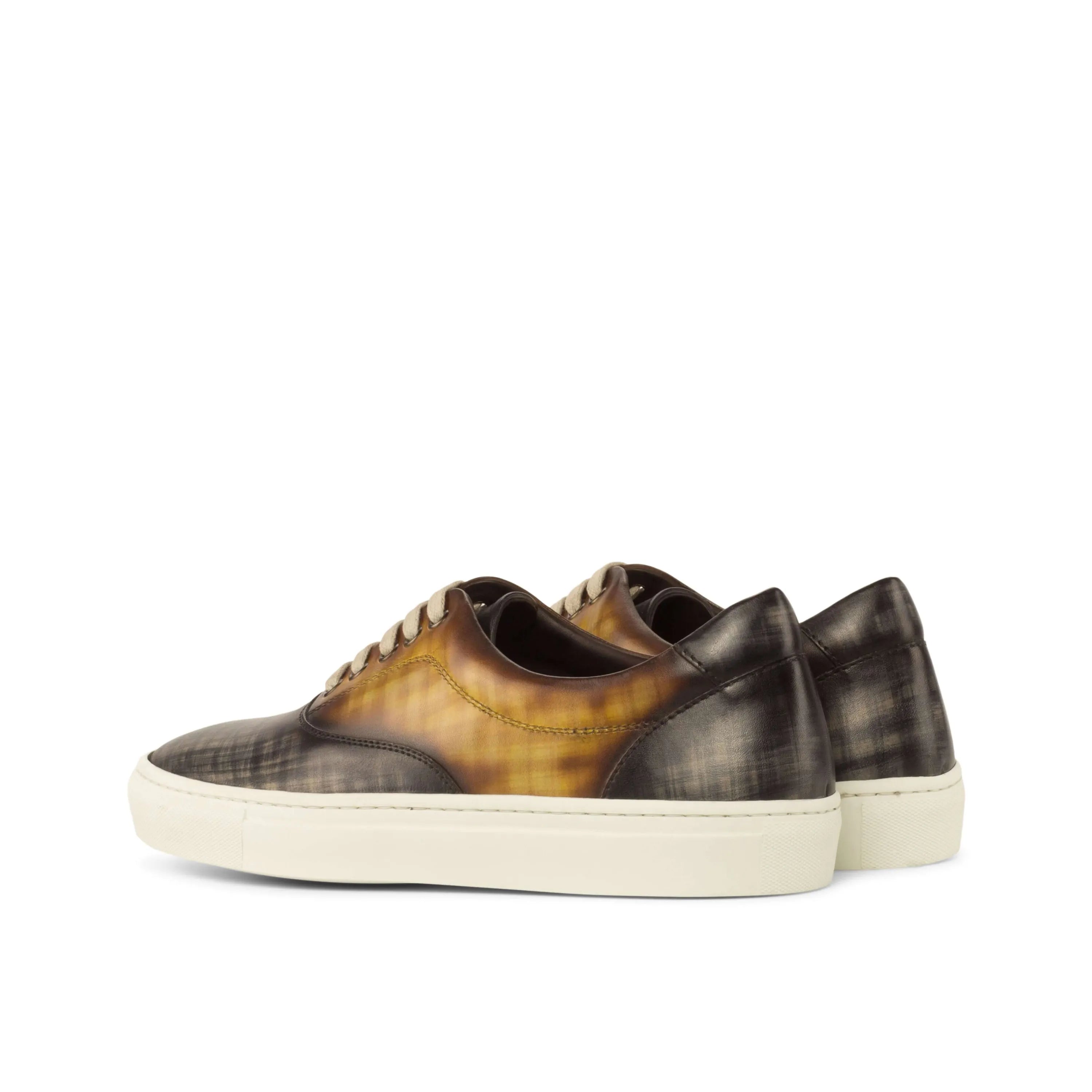 Brown and gray Alex Top Sider Patina Sneaker with crust patina
