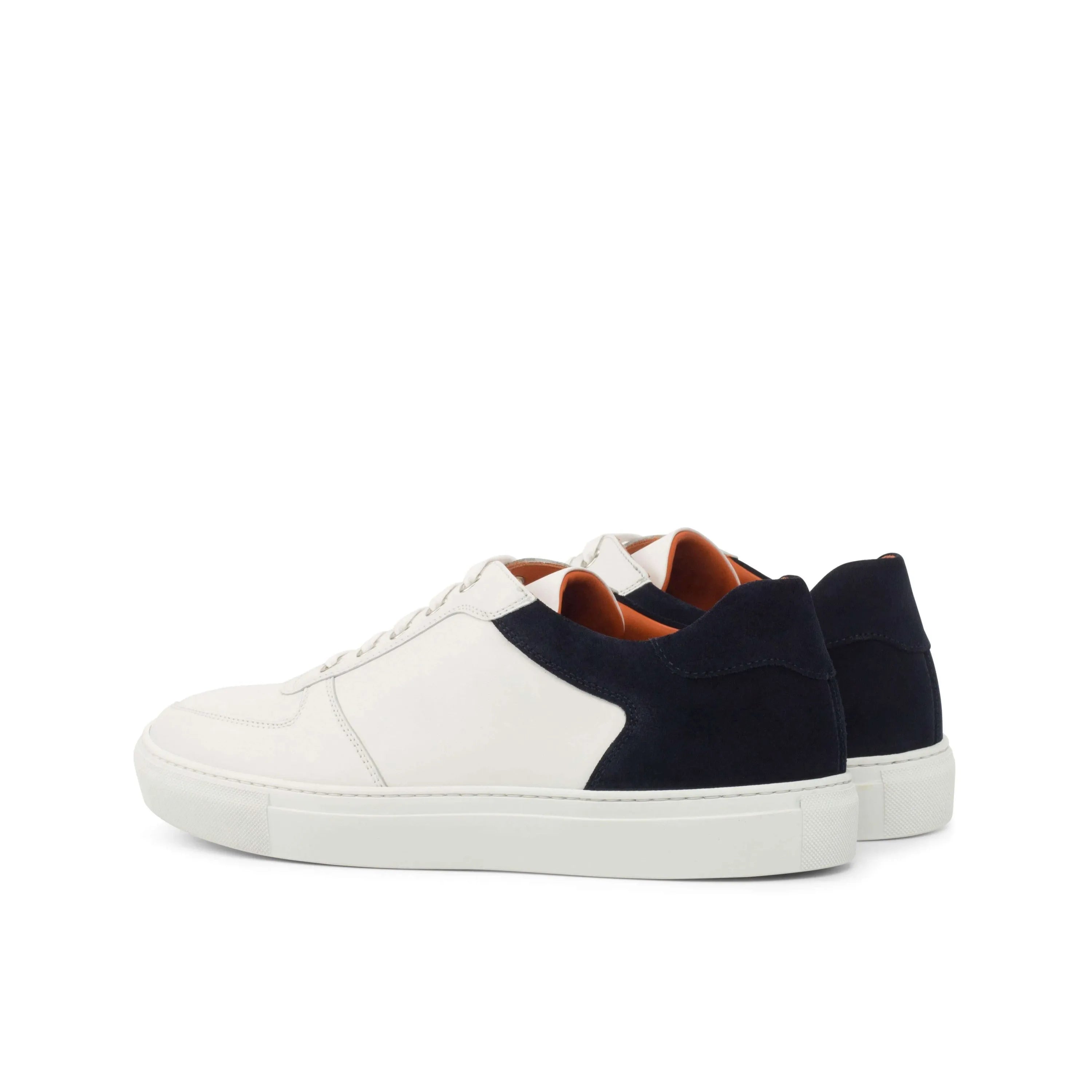 Alin low top trainer sneakers in white and navy leather for men