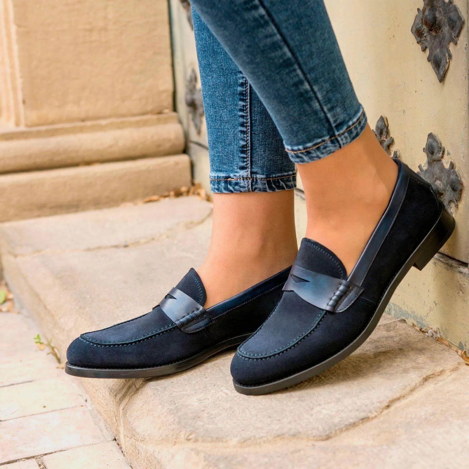 Blue suede penny loafers from Alis Ladies Loafers II