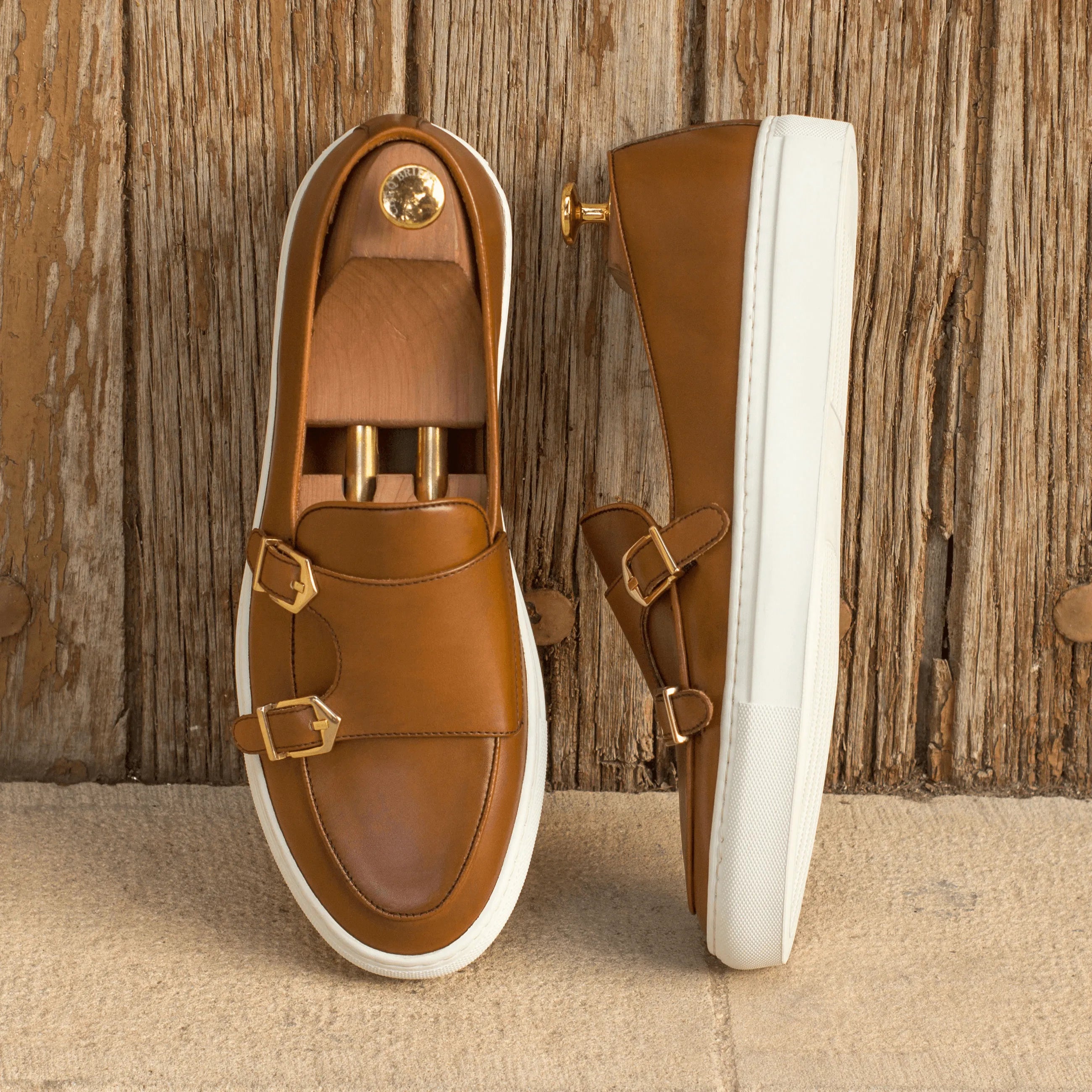 Alriva monk sneaker II brown leather monk strap sneakers