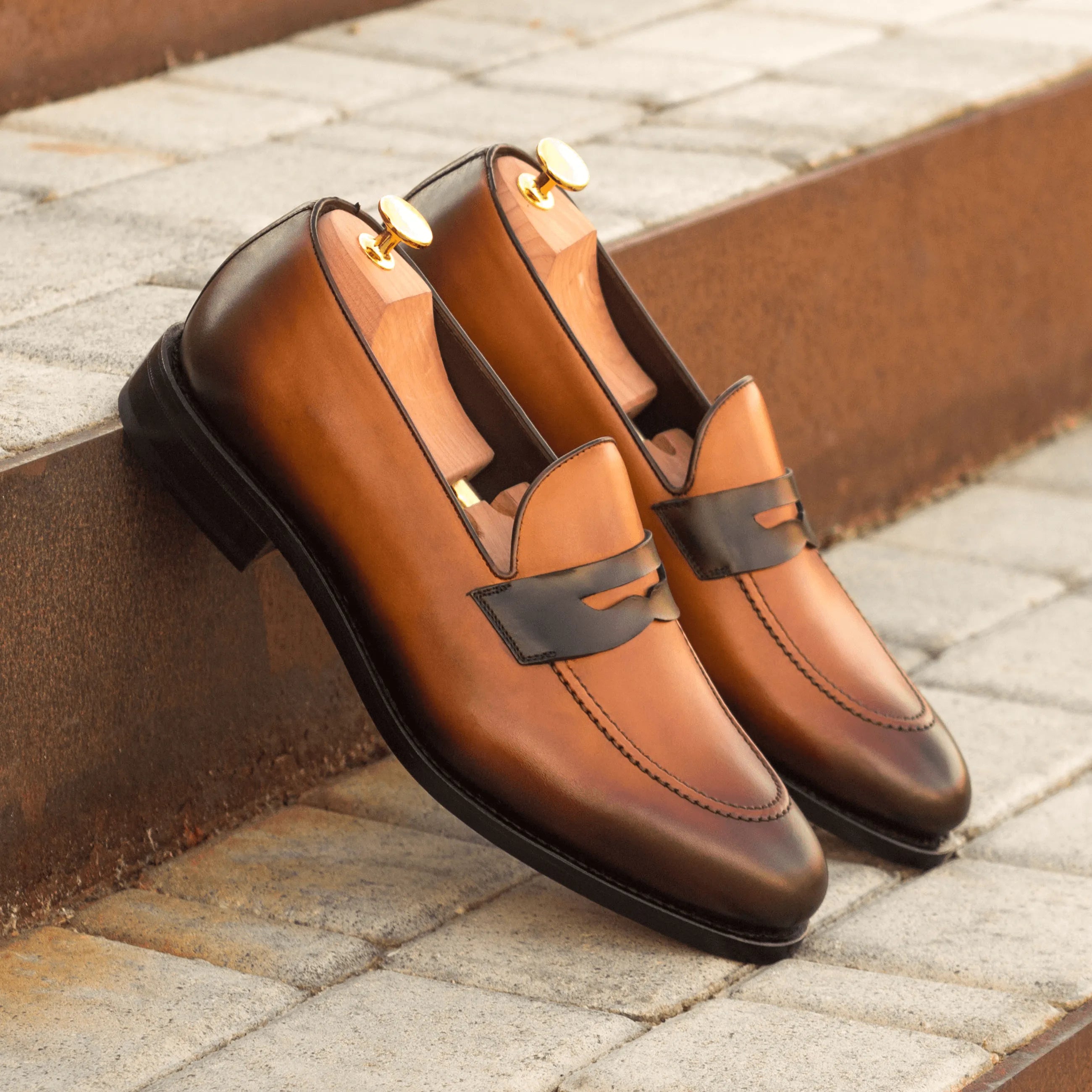 Alto loafers: brown leather penny loafers, luxury bespoke shoes for men